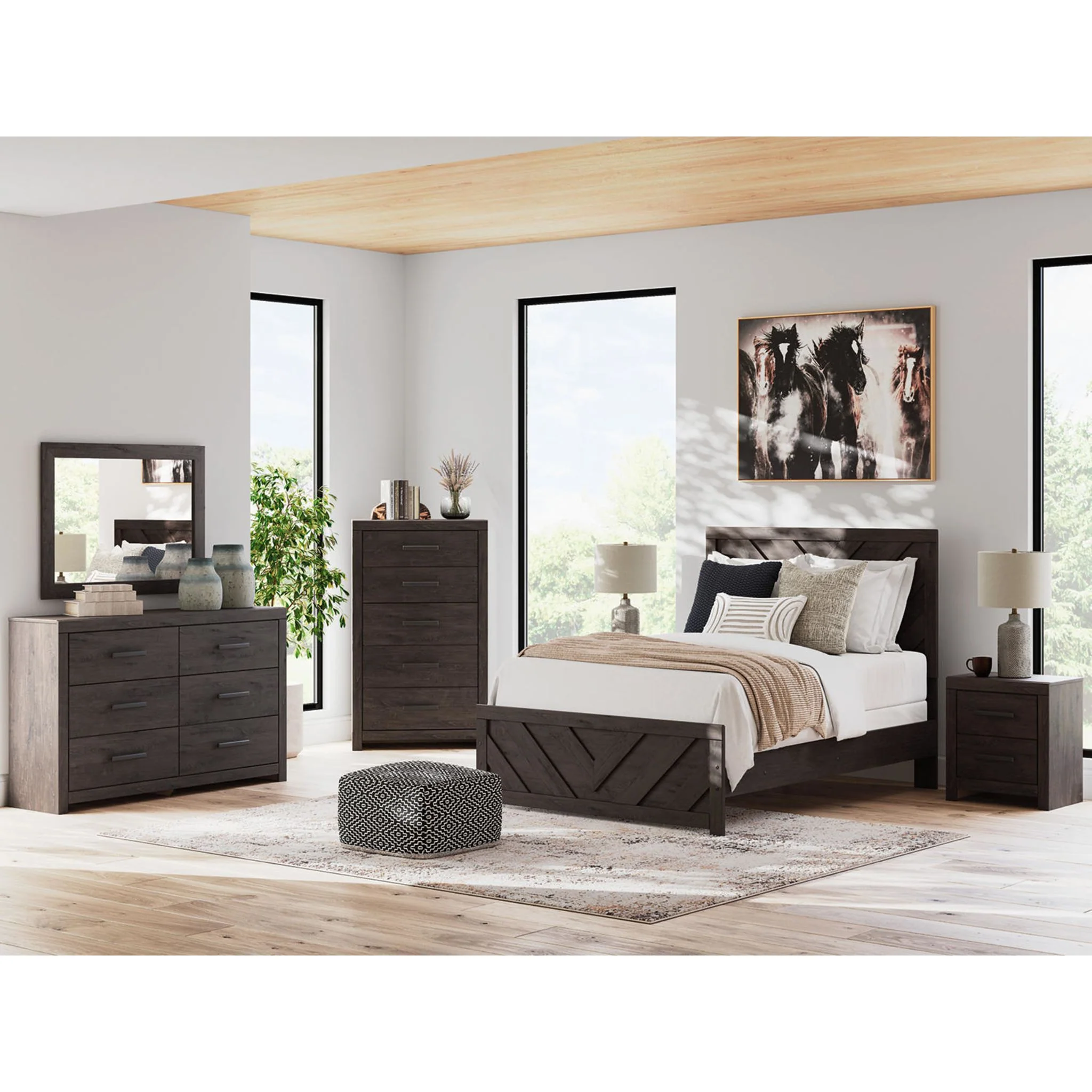 Prendonea Full Panel Bed - Charcoal - Image 3