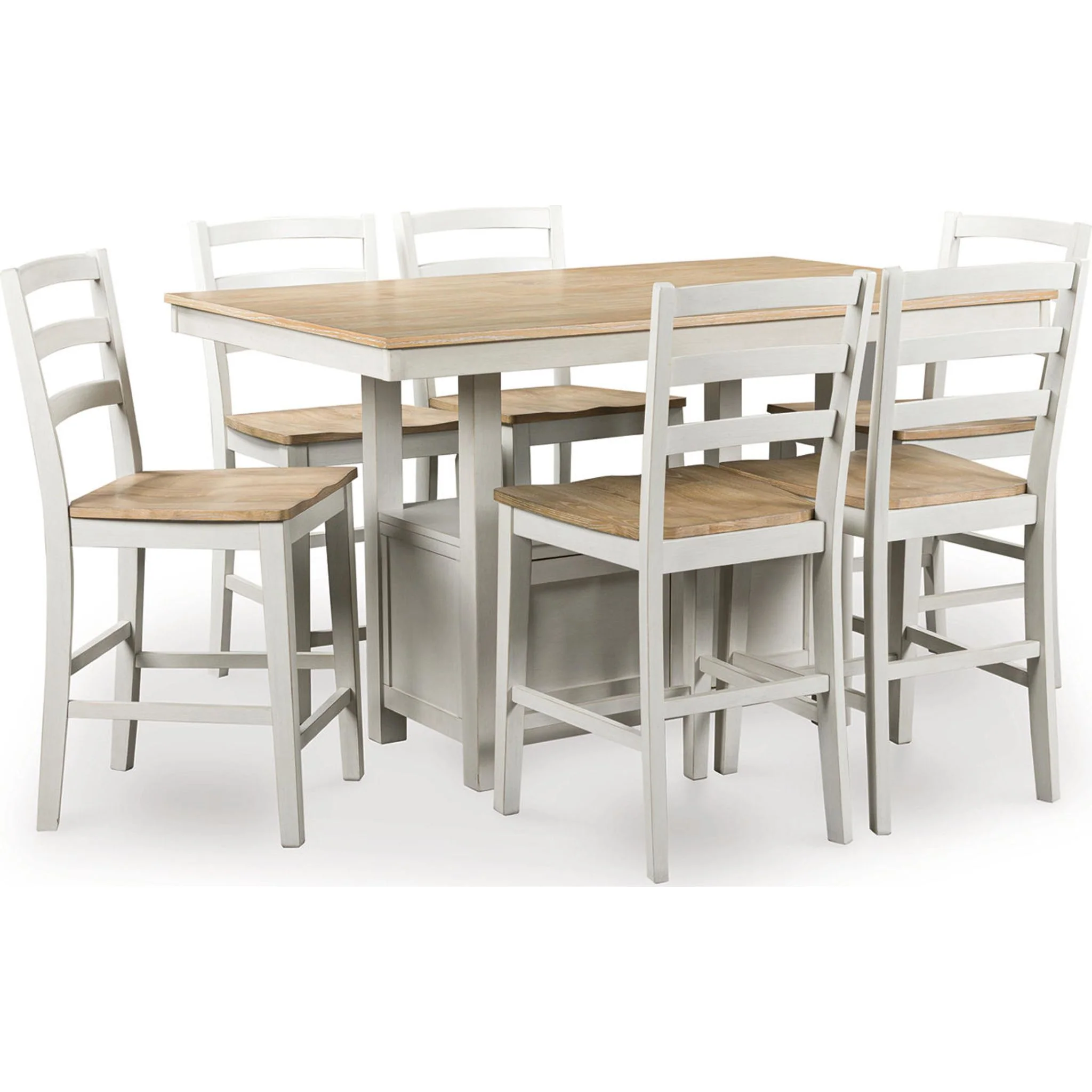 Purlaney 7 Piece Counter Dining Set - Antique White/Natural - (PKG022489)