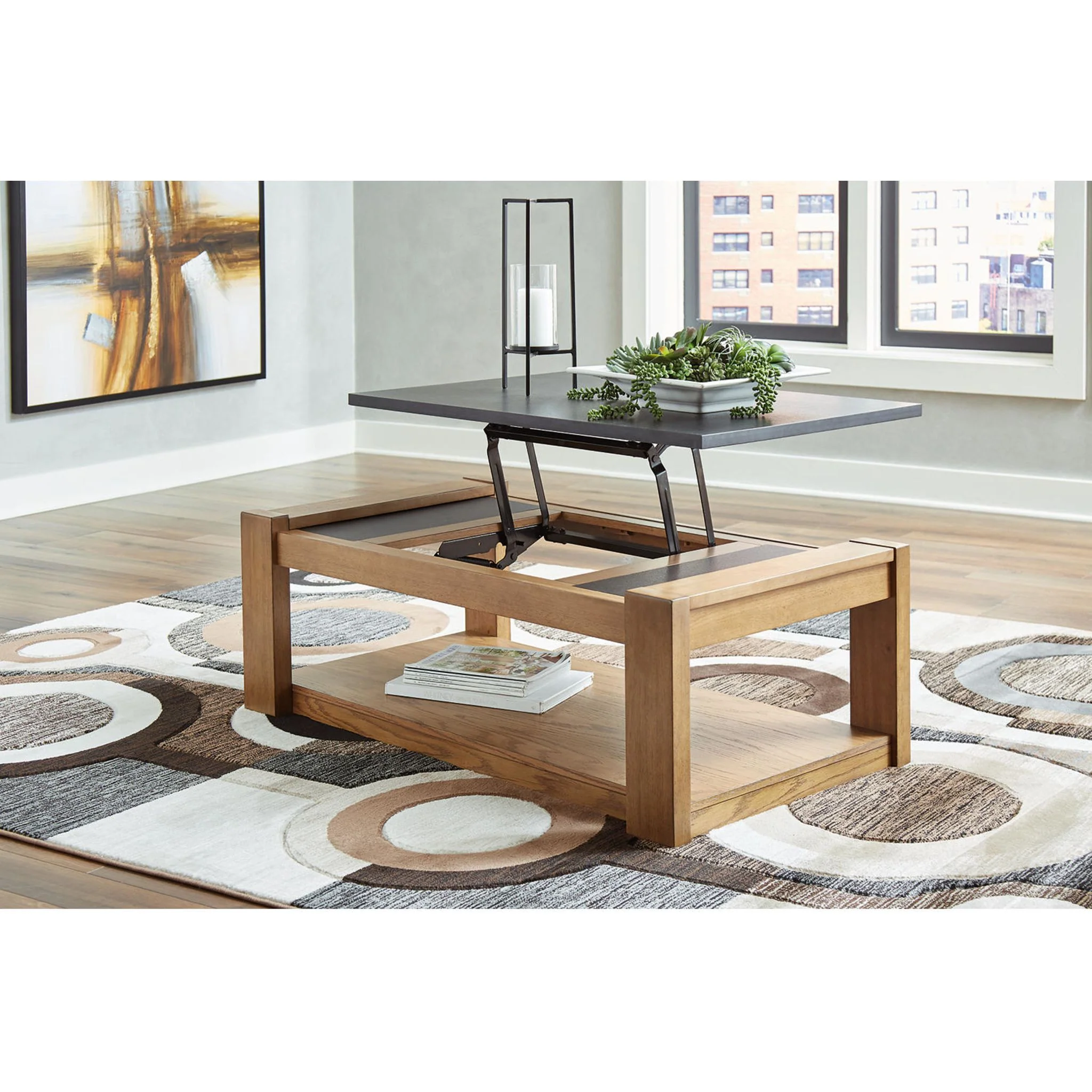 Quentina Coffee Table - Light Brown/Black - Image 7