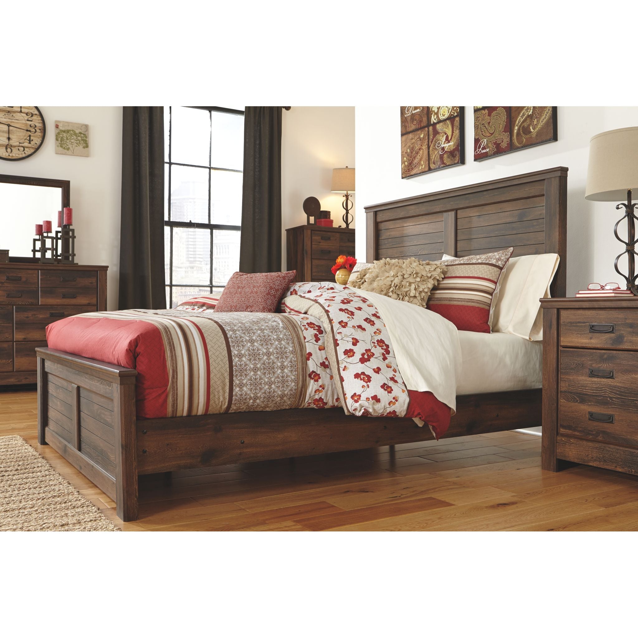 Quinden 3 Piece Queen Panel Bed - Dark Brown - Image 2
