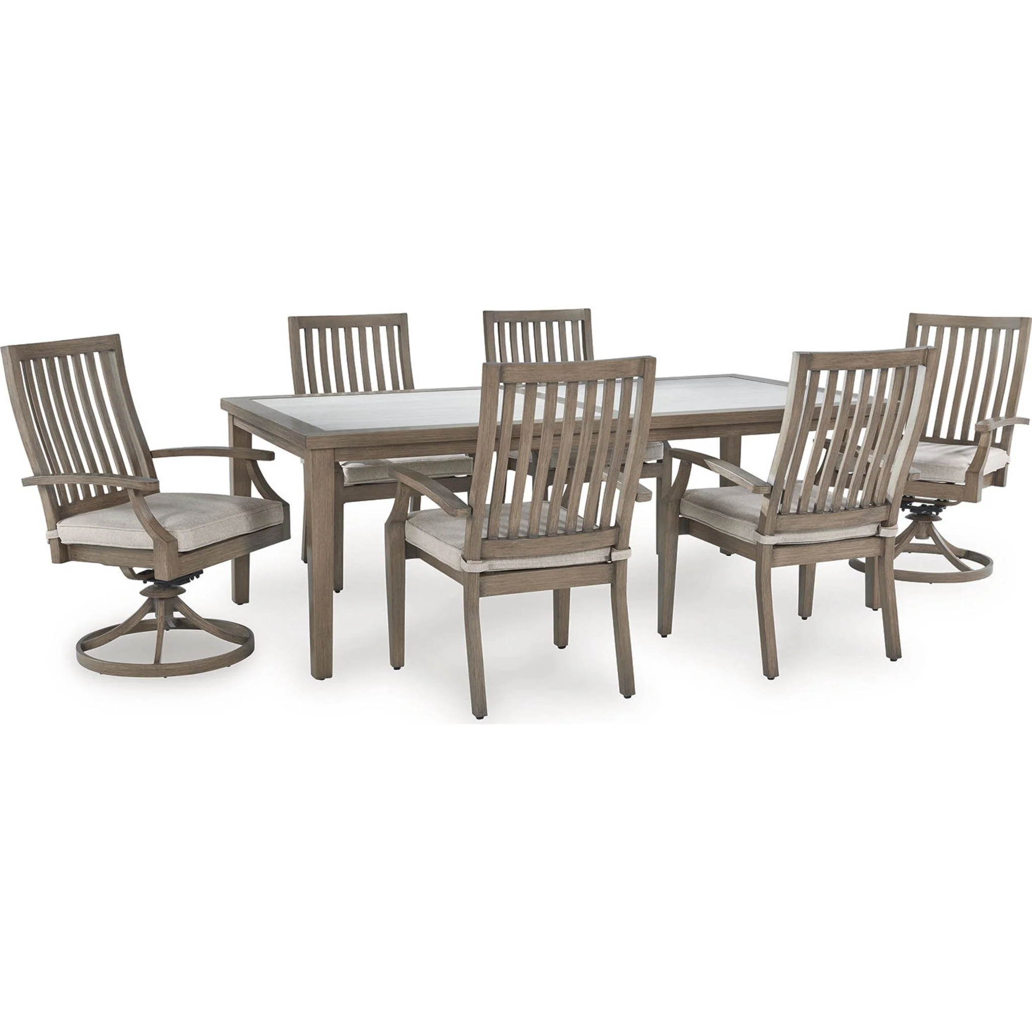 Rainier Ranch 7 Piece Outdoor Dining Set - Brown/Beige - Image 4