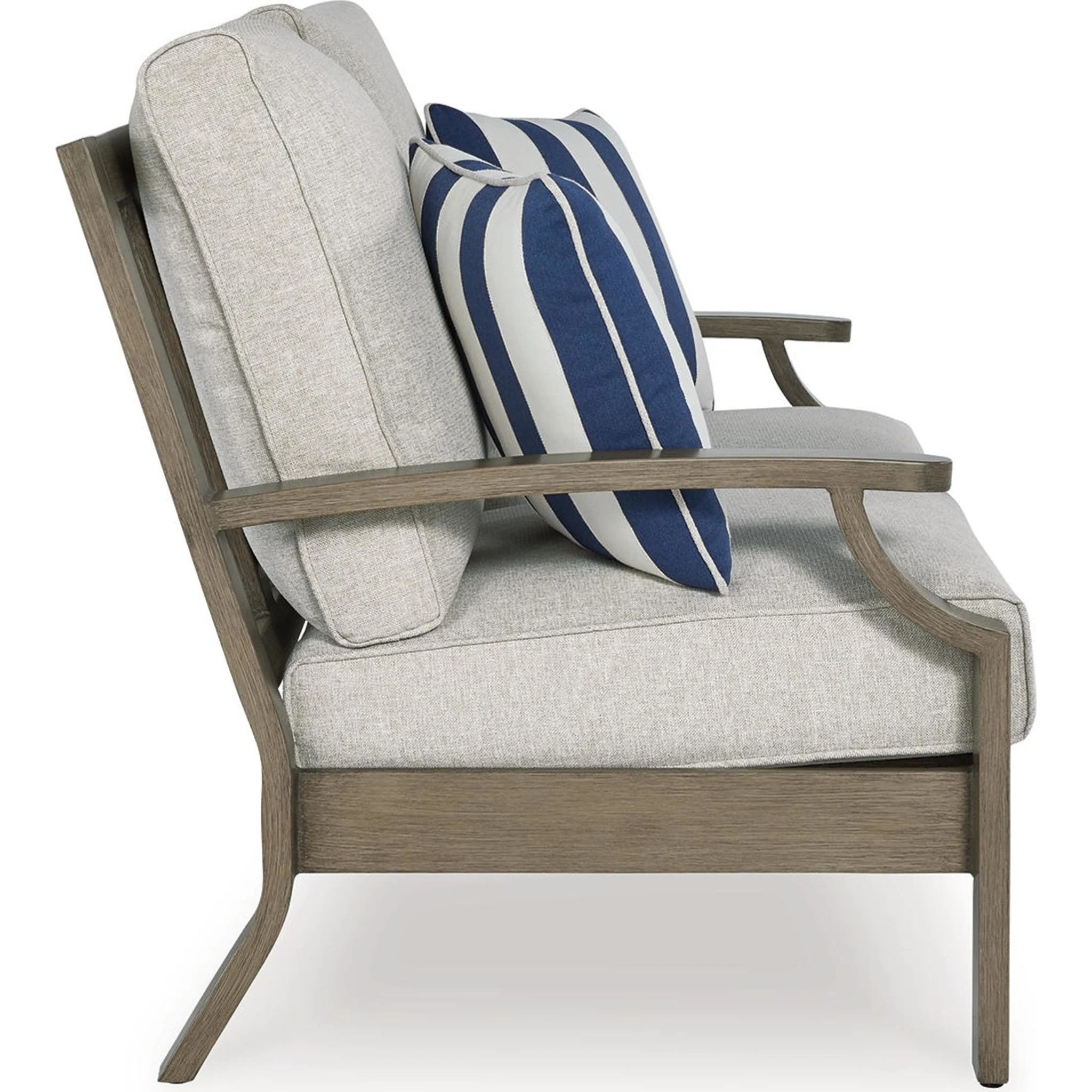 Rainier Ranch Outdoor Loveseat with Cushion - Brown/Beige - Image 8