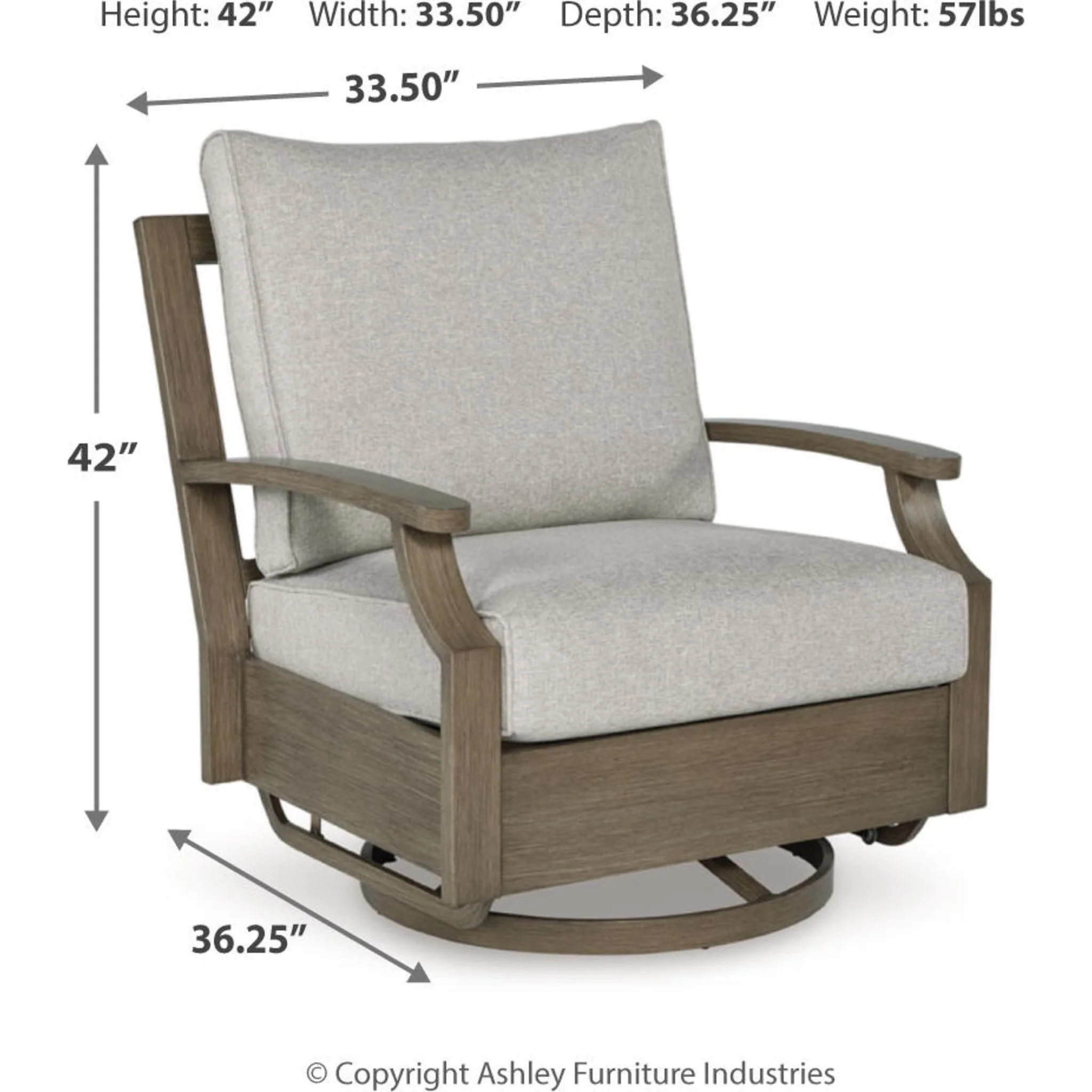 Rainier Ranch Outdoor Swivel Glider Chair - Brown/Beige - Image 3