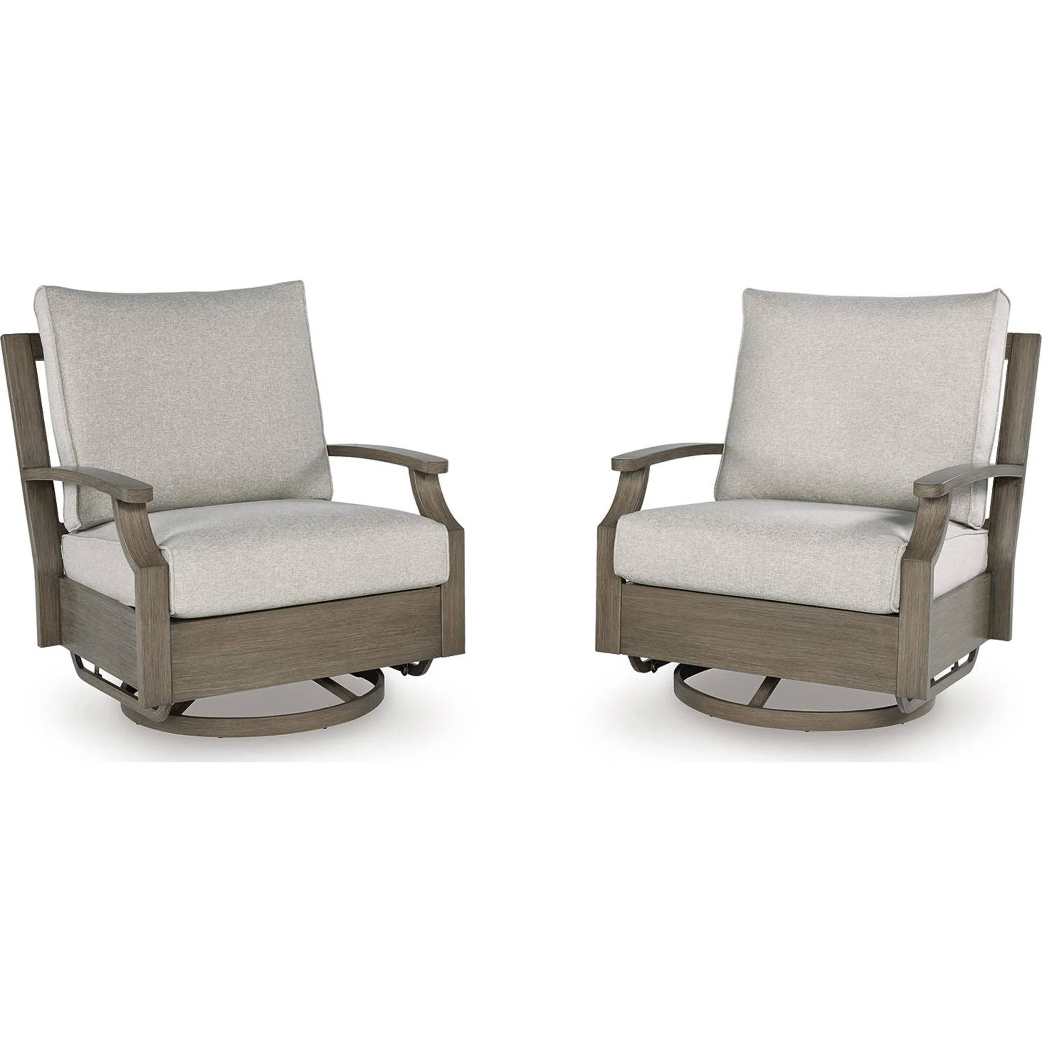 Rainier Ranch Outdoor Swivel Glider Chair - Brown/Beige - Image 4