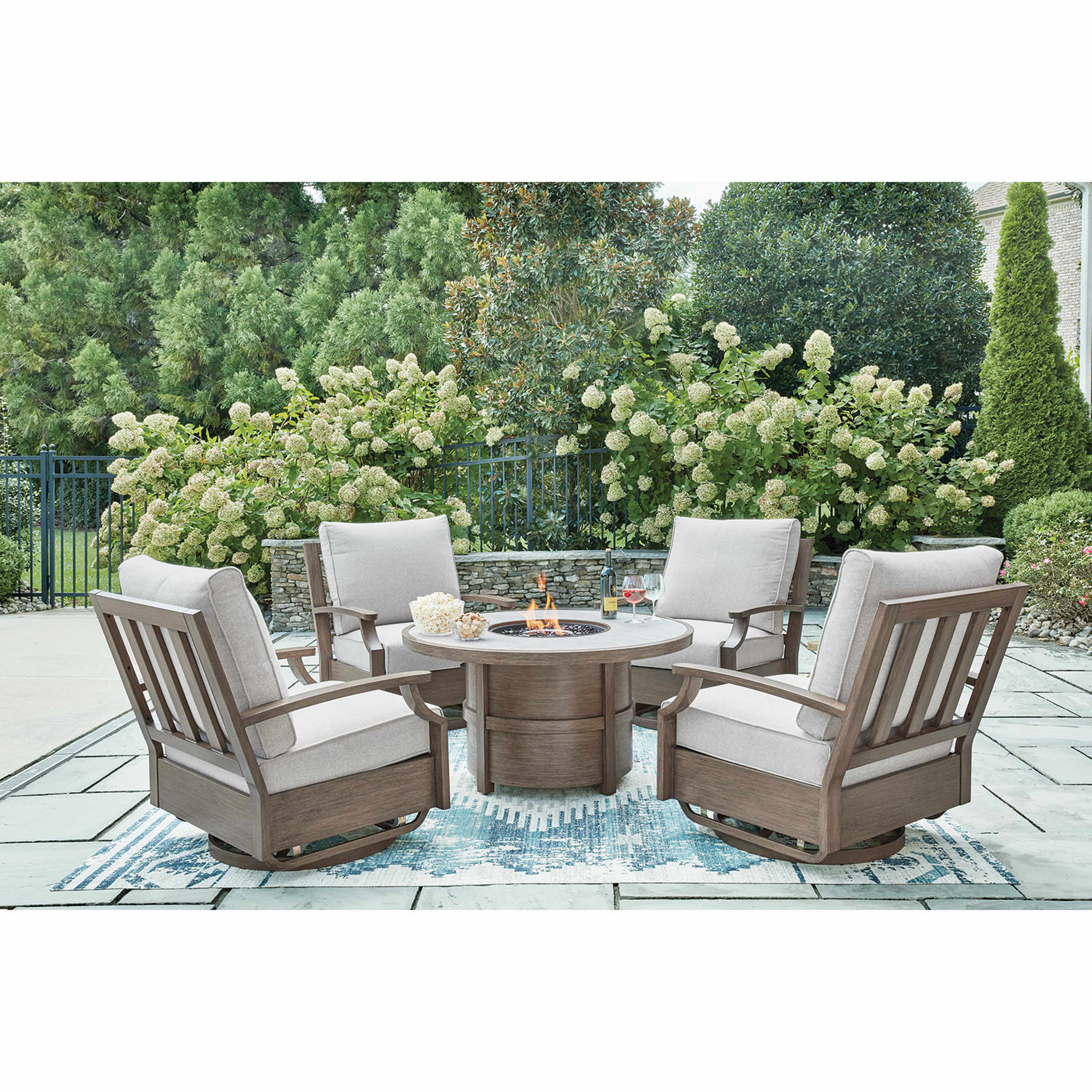 Rainier Ranch Outdoor Swivel Glider Chair - Brown/Beige - Image 7
