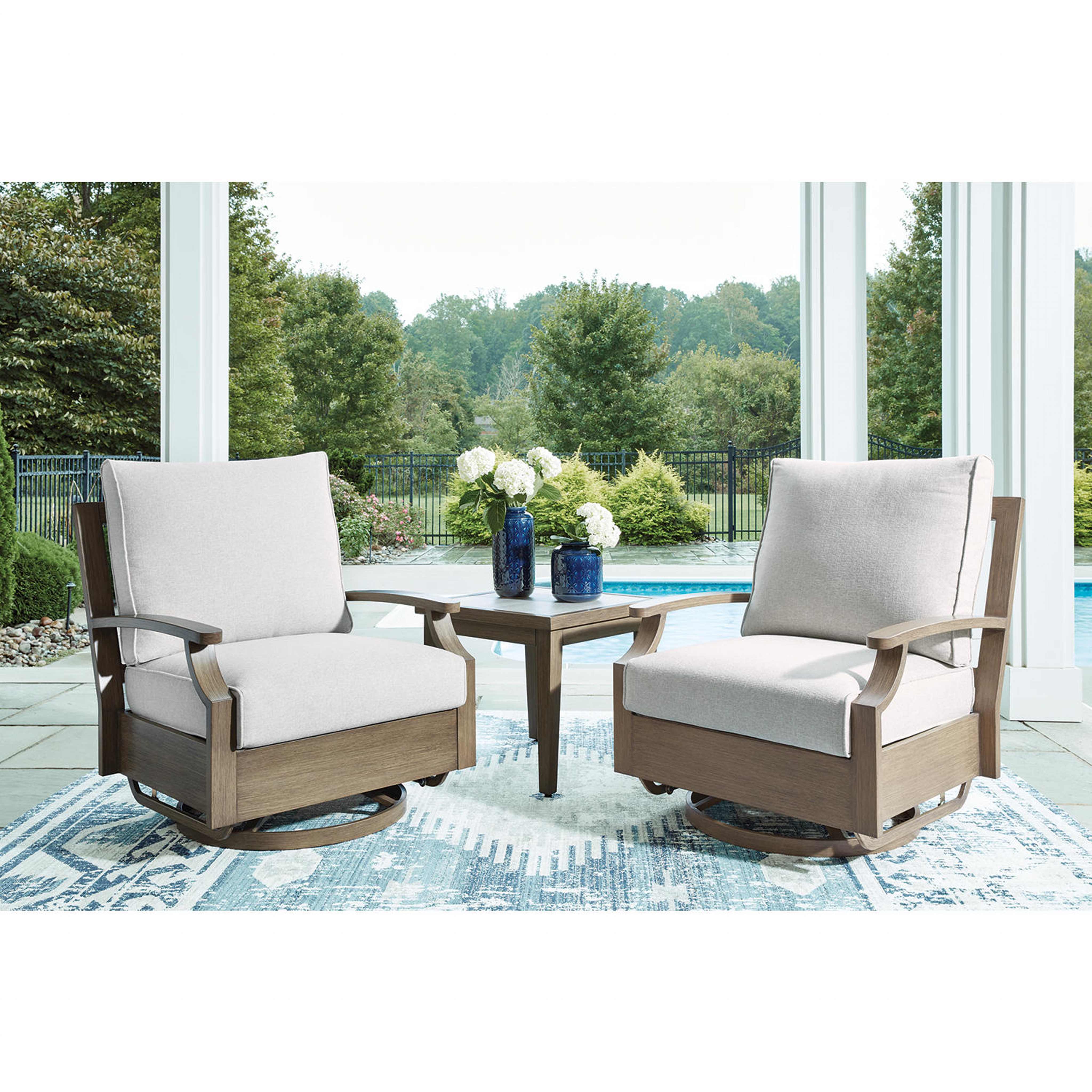 Rainier Ranch Outdoor Swivel Glider Chair - Brown/Beige - Image 8