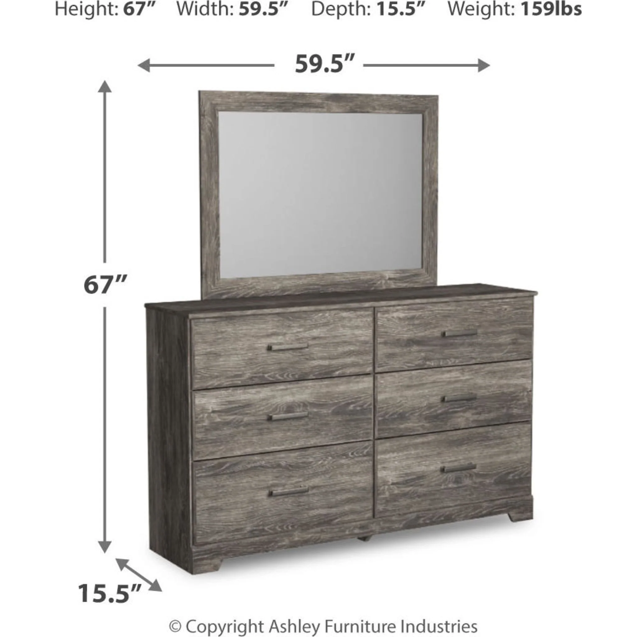 Ralinksi Dresser and Mirror - Gray - Image 7