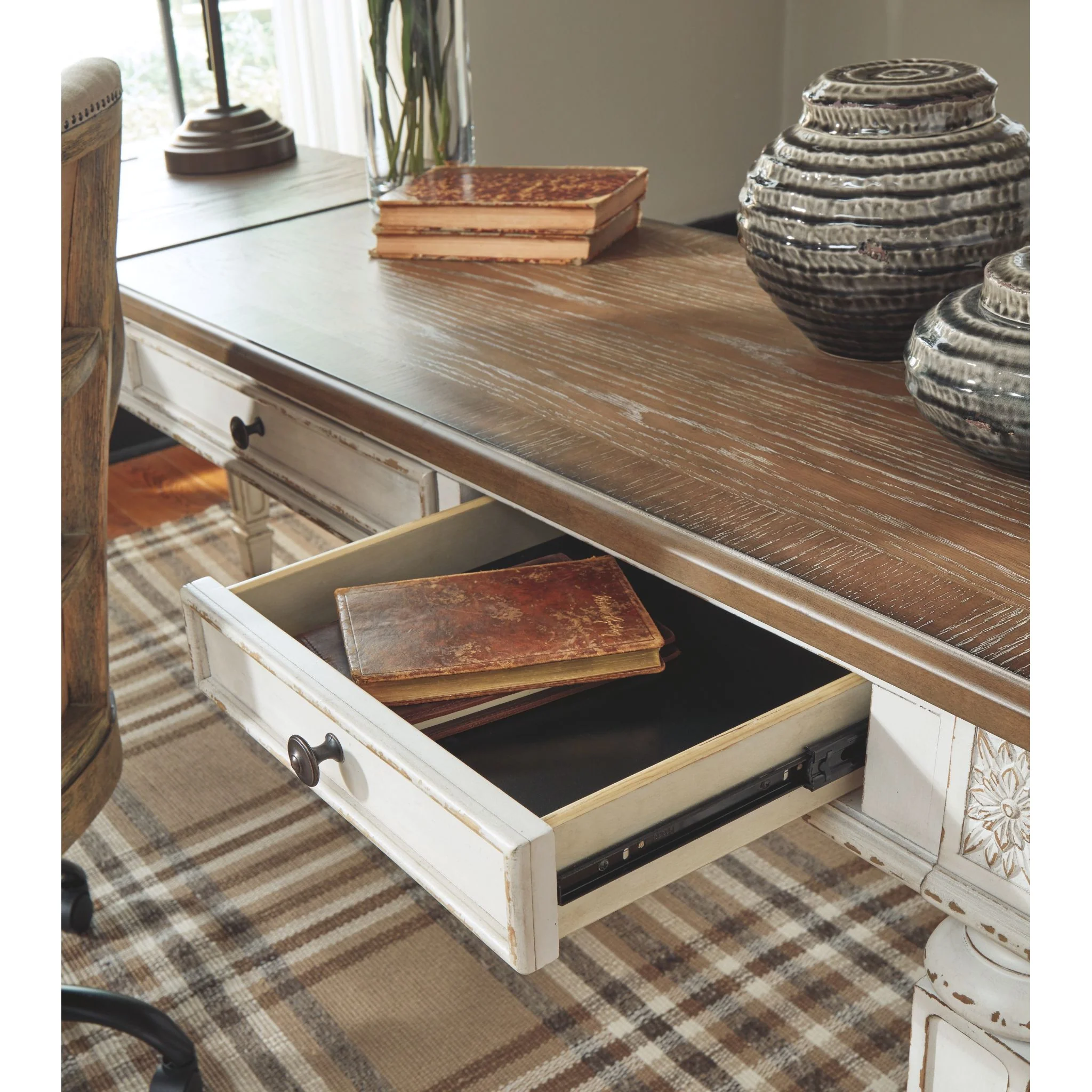 Realyn 2 Piece Home Office Package - White/Brown - Image 10