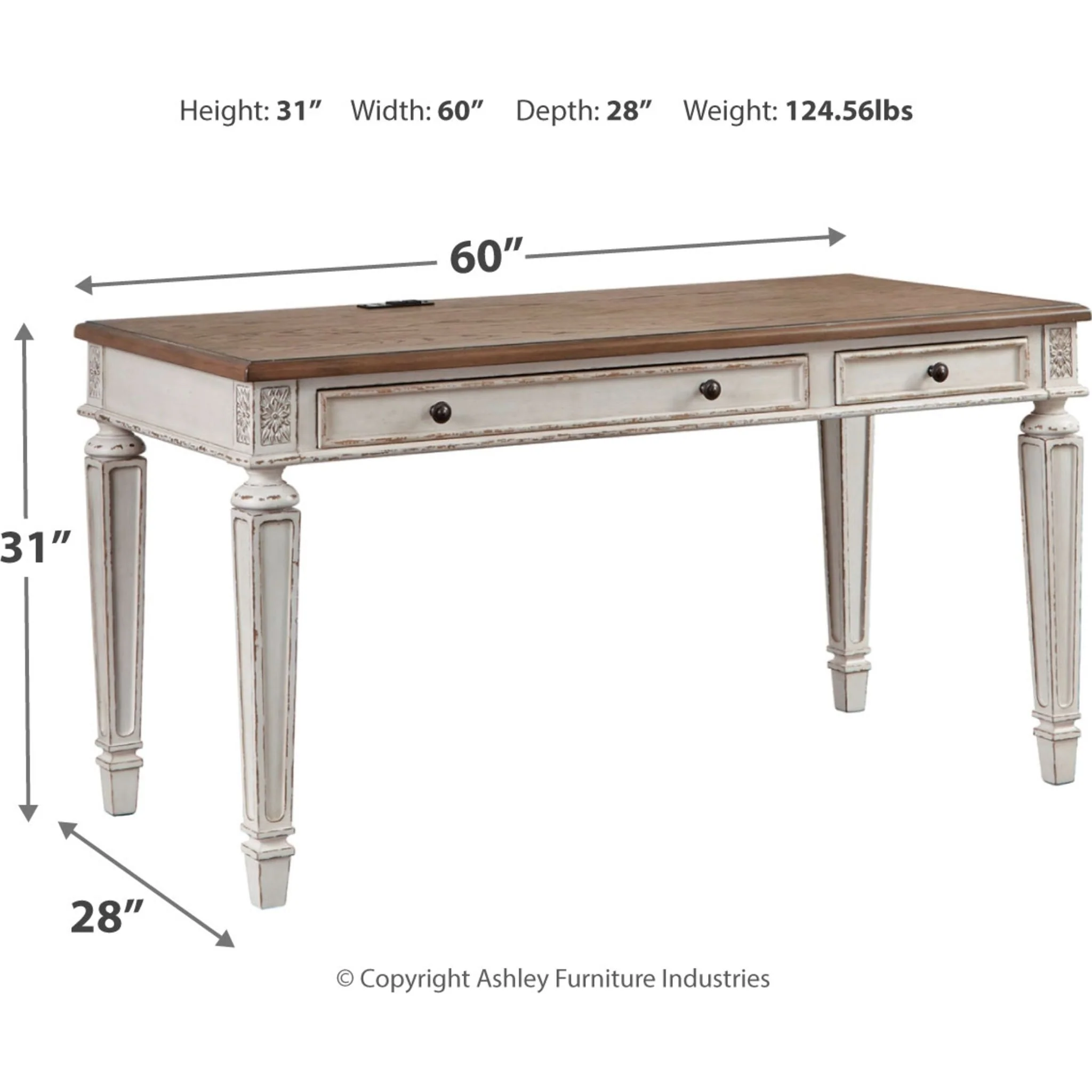 Realyn 2 Piece Home Office Package - White/Brown - Image 12