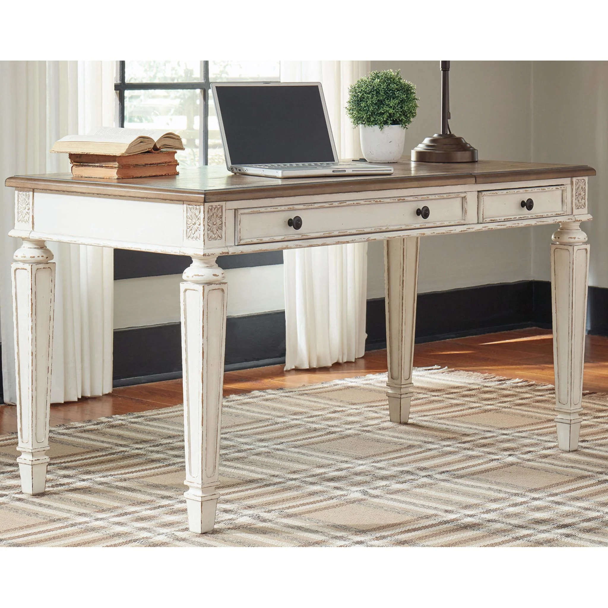 Realyn 2 Piece Home Office Package - White/Brown - Image 17