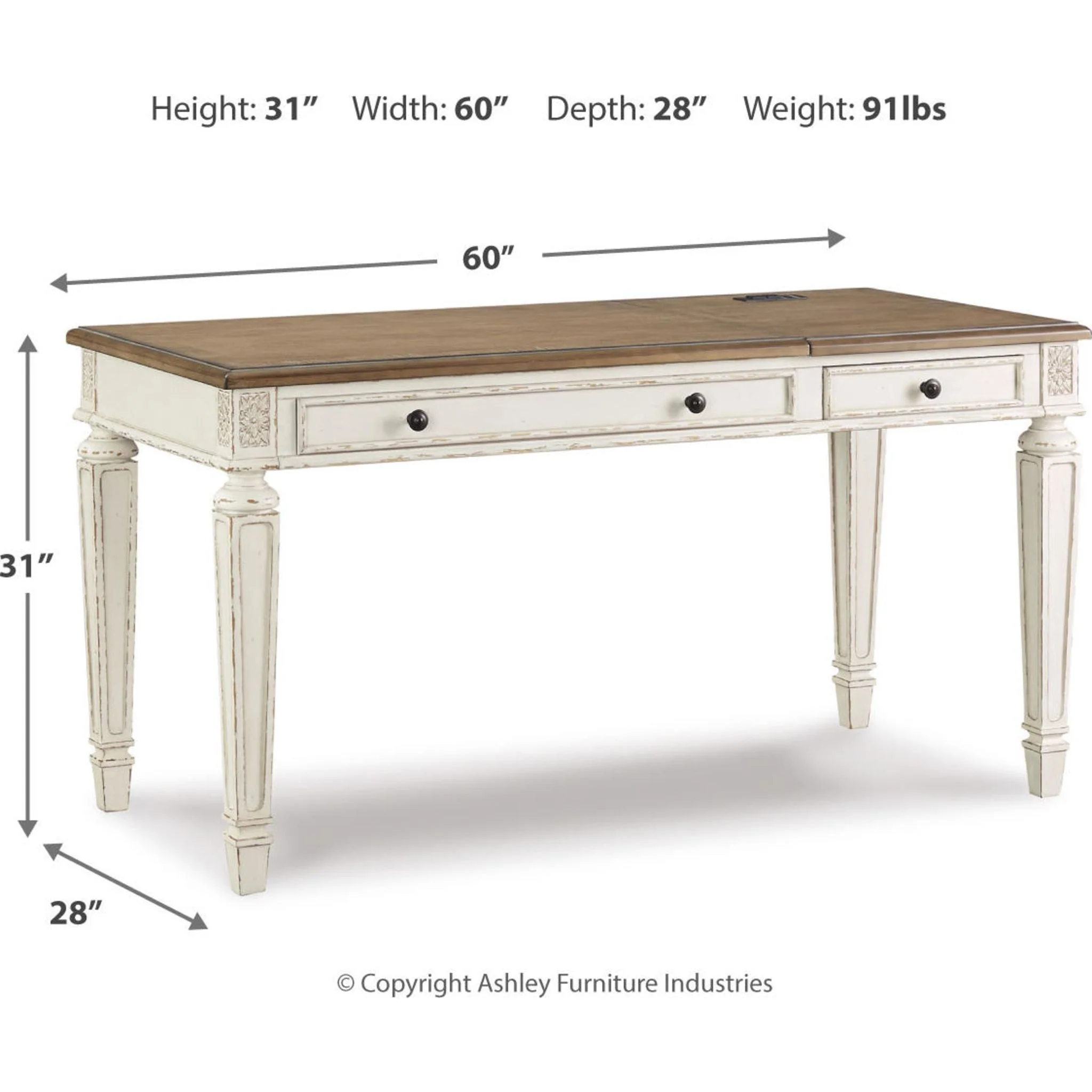 Realyn 2 Piece Home Office Package - White/Brown - Image 21