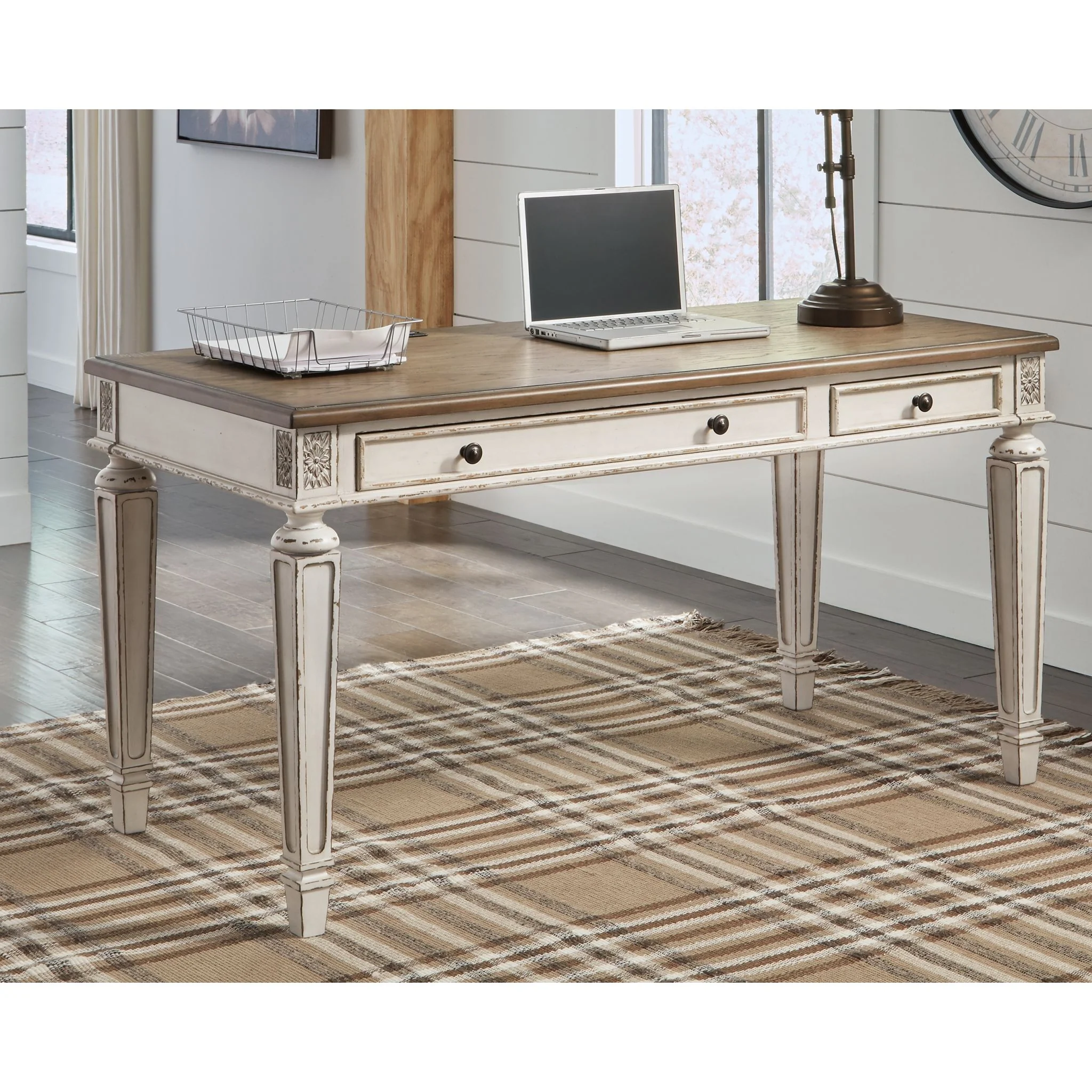 Realyn 2 Piece Home Office Package - White/Brown - Image 4