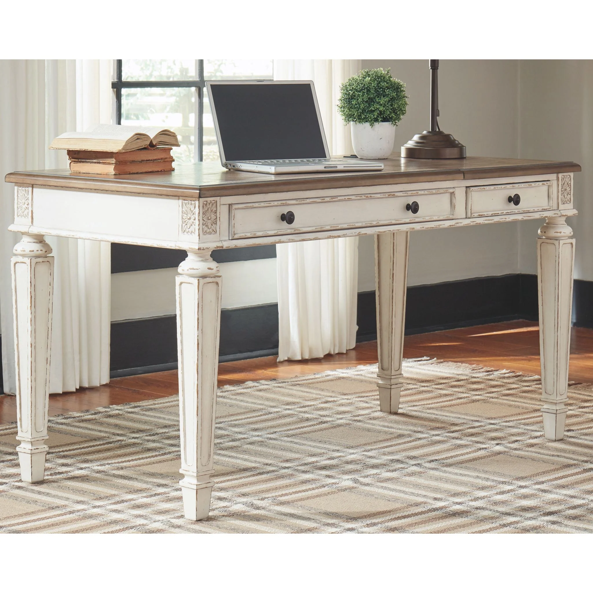 Realyn 2 Piece Home Office Package - White/Brown - Image 5