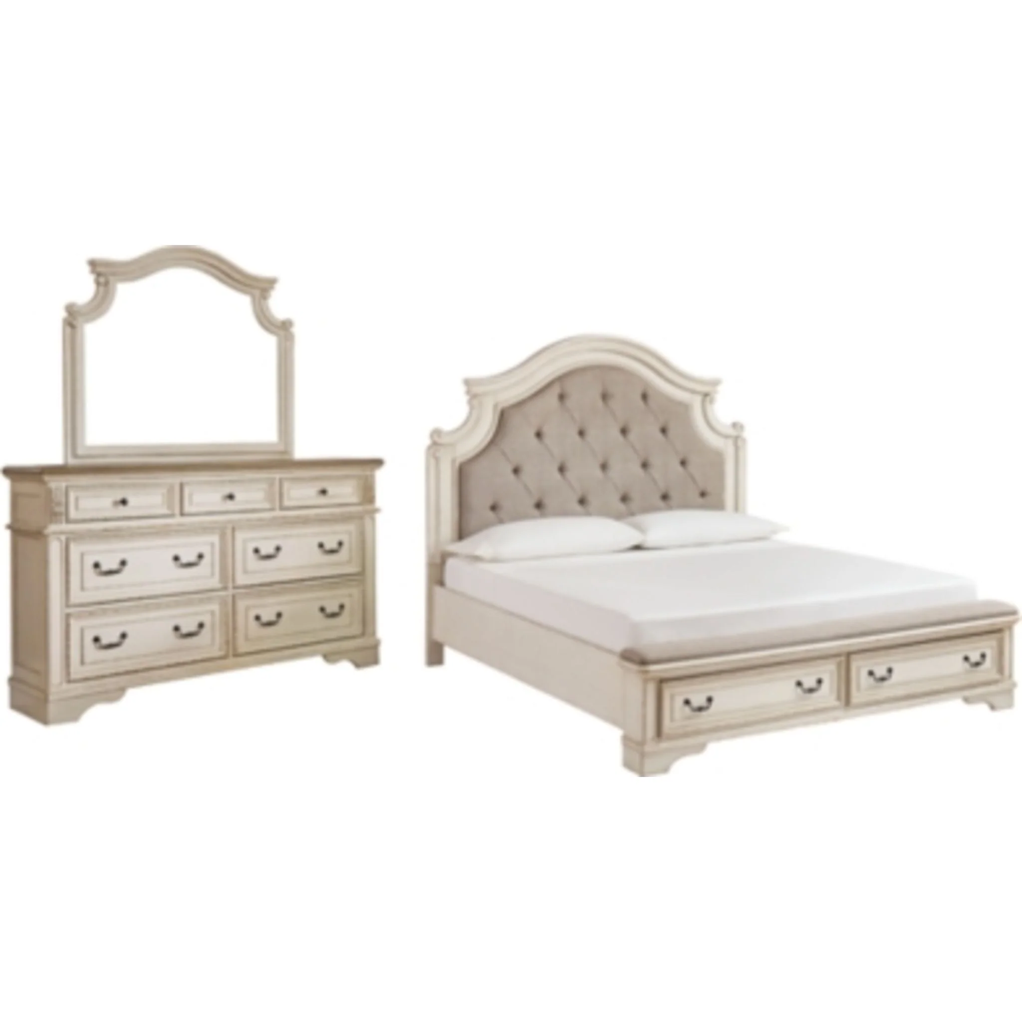 Realyn 5 Piece King Panel Bedroom - Two-tone