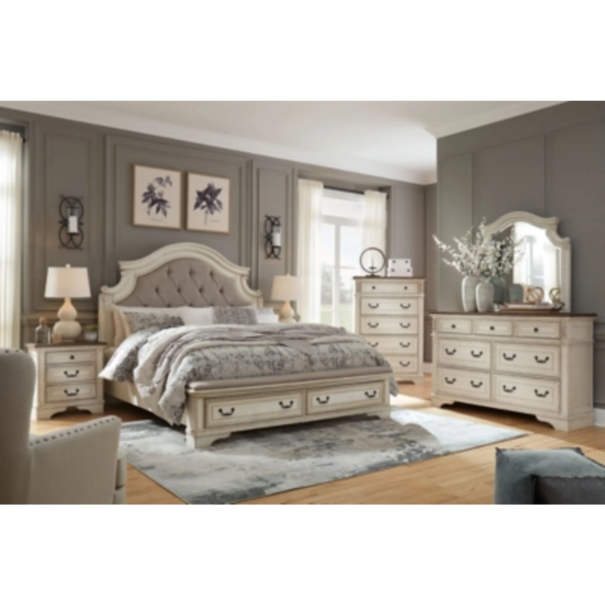 Realyn 5 Piece King Panel Bedroom - Two-tone - Image 2