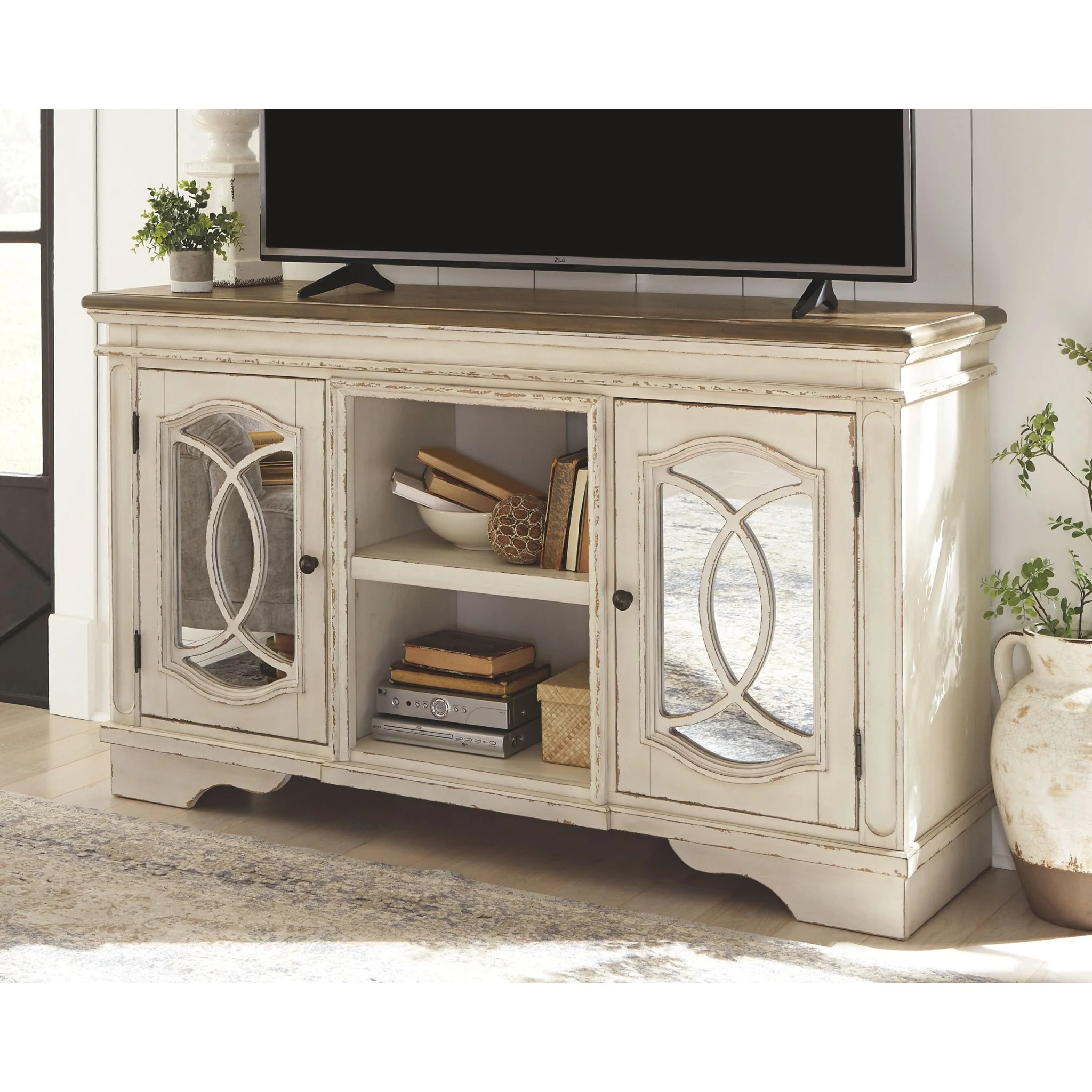 Realyn TV Stand - Chipped White - Image 2
