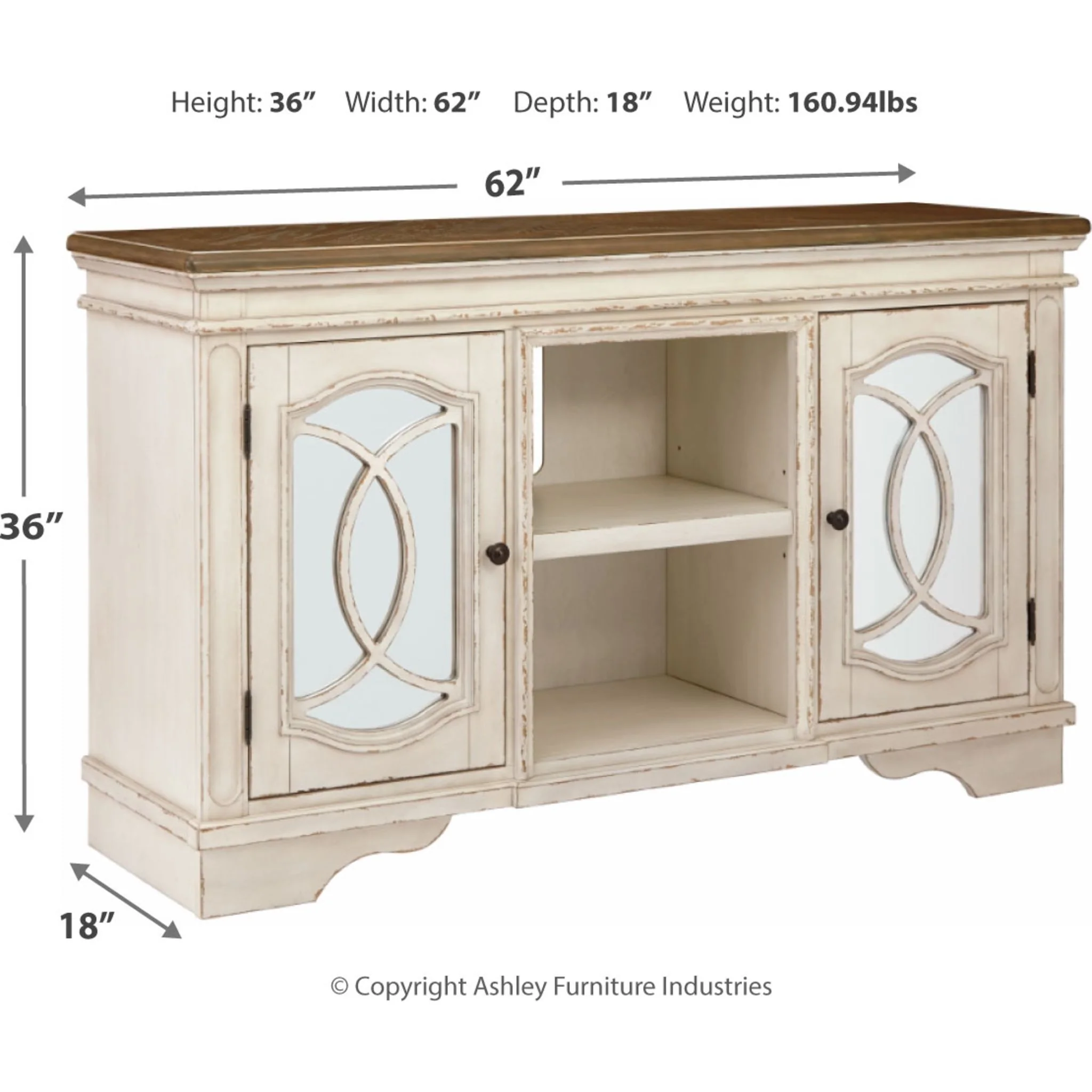 Realyn TV Stand - Chipped White - Image 4