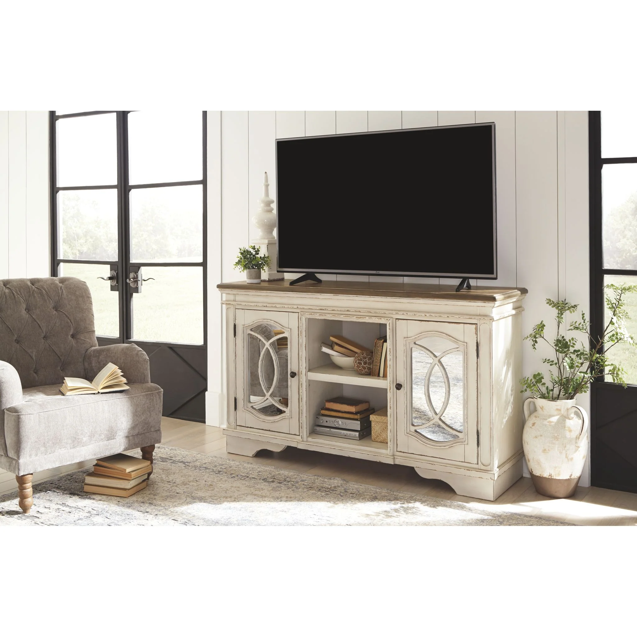 Realyn TV Stand - Chipped White - Image 8