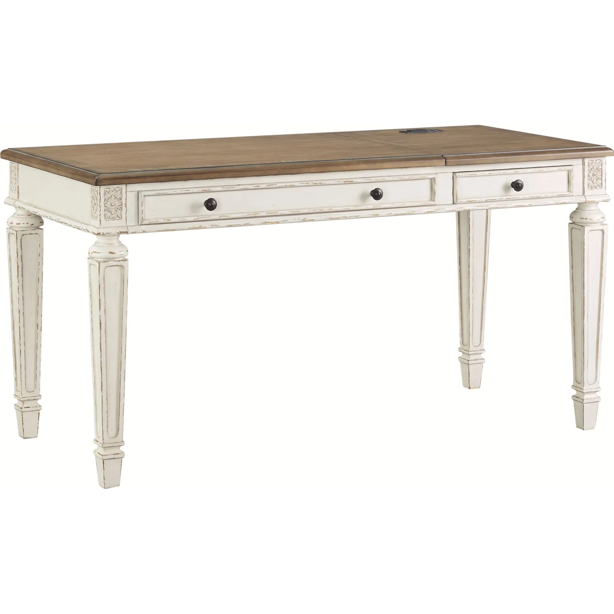 Realyn Lift Top Desk - White/Brown