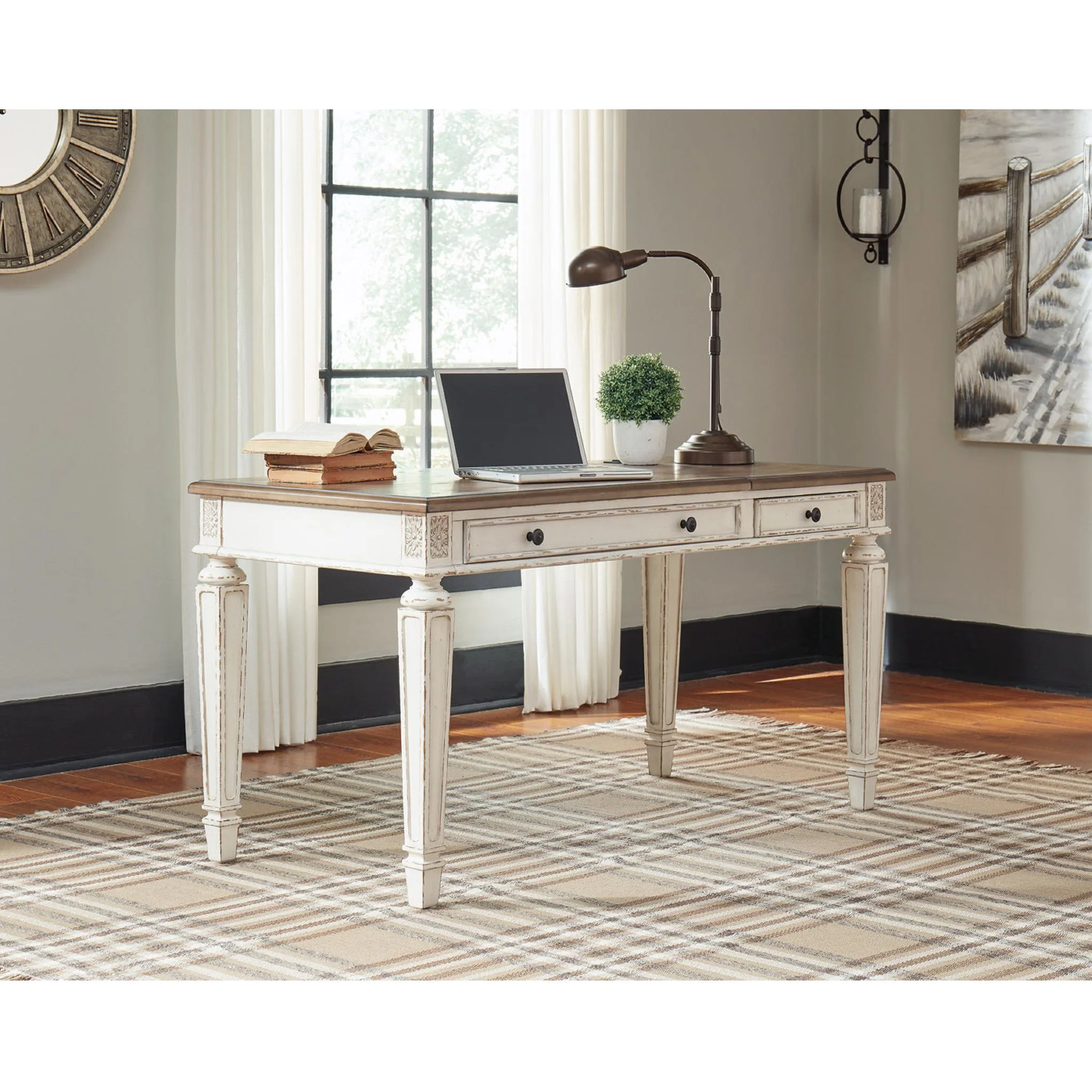 Realyn Lift Top Desk - White/Brown - Image 15
