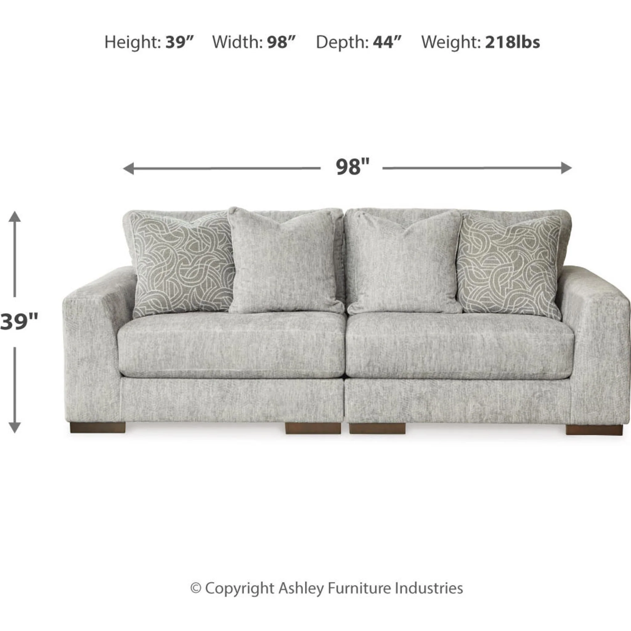 Regent Park 2 Piece Sectional - Pewter - Image 5
