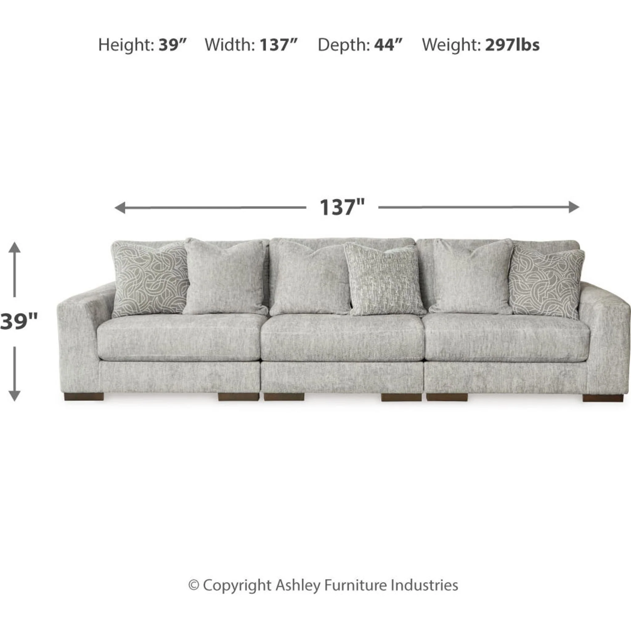 Regent Park 3 Piece Sectional - Pewter - Image 6