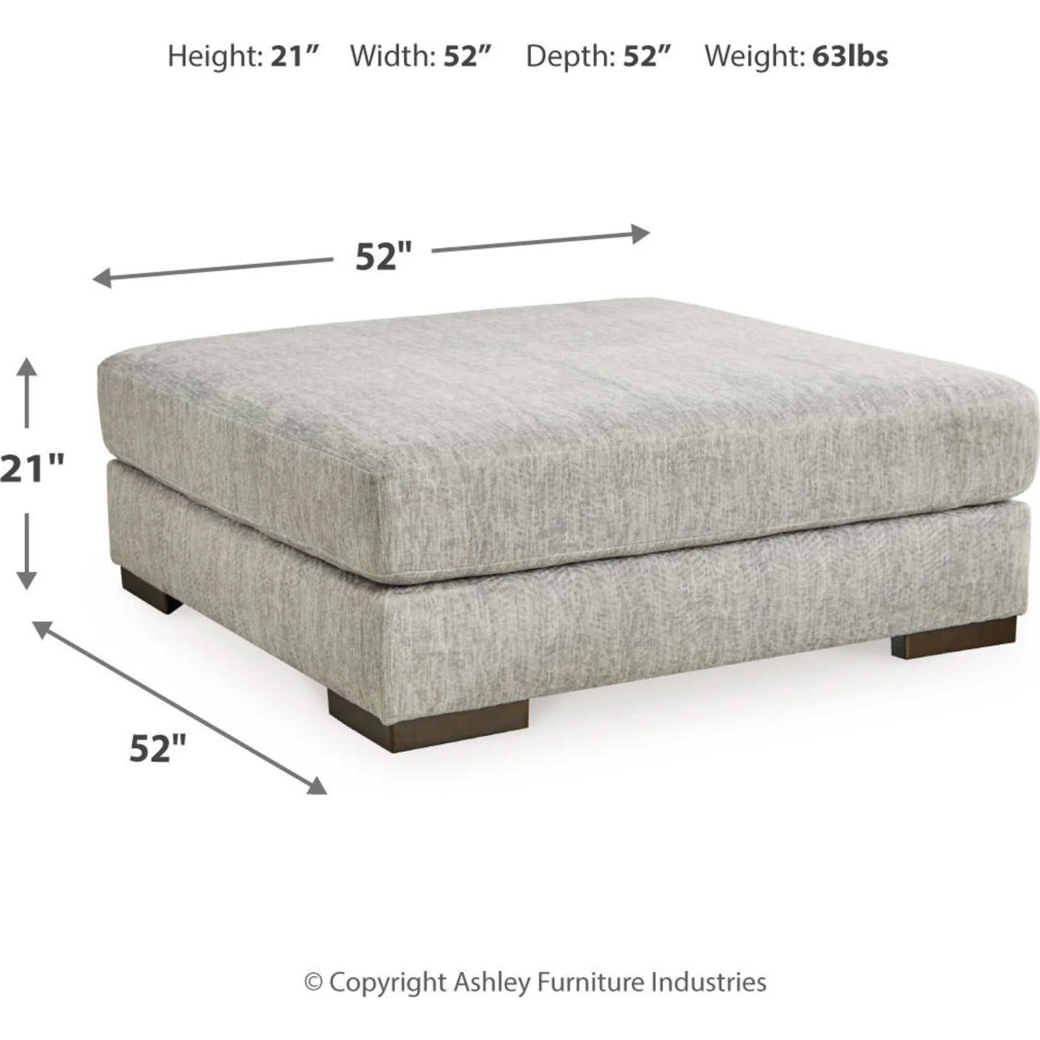Regent Park Oversized Accent Ottoman - Pewter - Image 4
