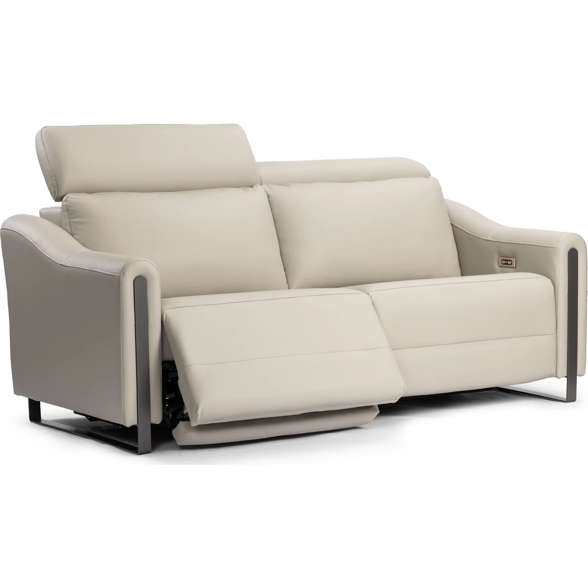 Reverie Power Reclining Sofa With Power Headrest - Vacchetta Grey - Image 3