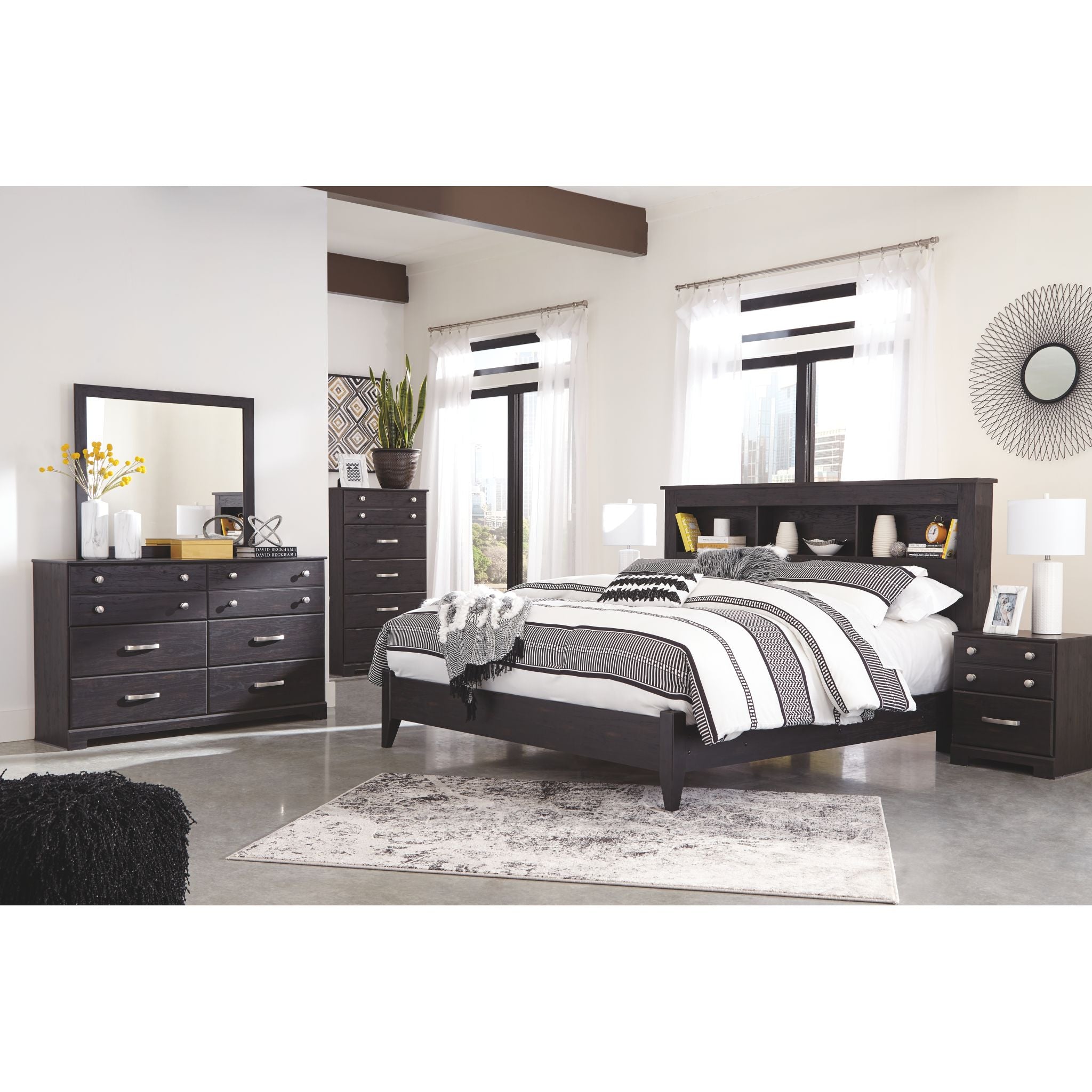 Reylow 5 Piece Bedroom Package - Dark Brown - Image 2