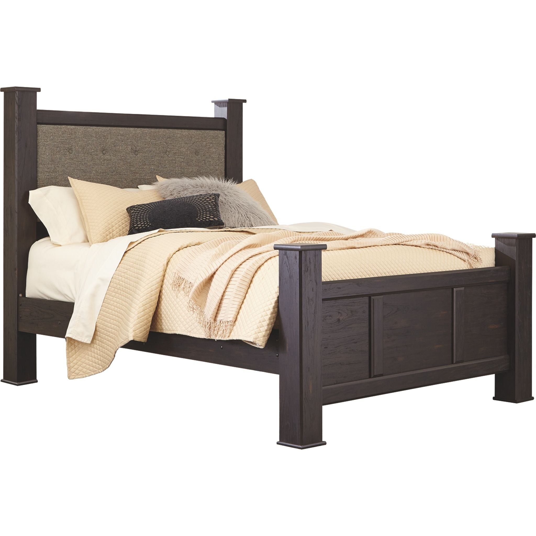 Reylow Queen Bed - Dark Brown