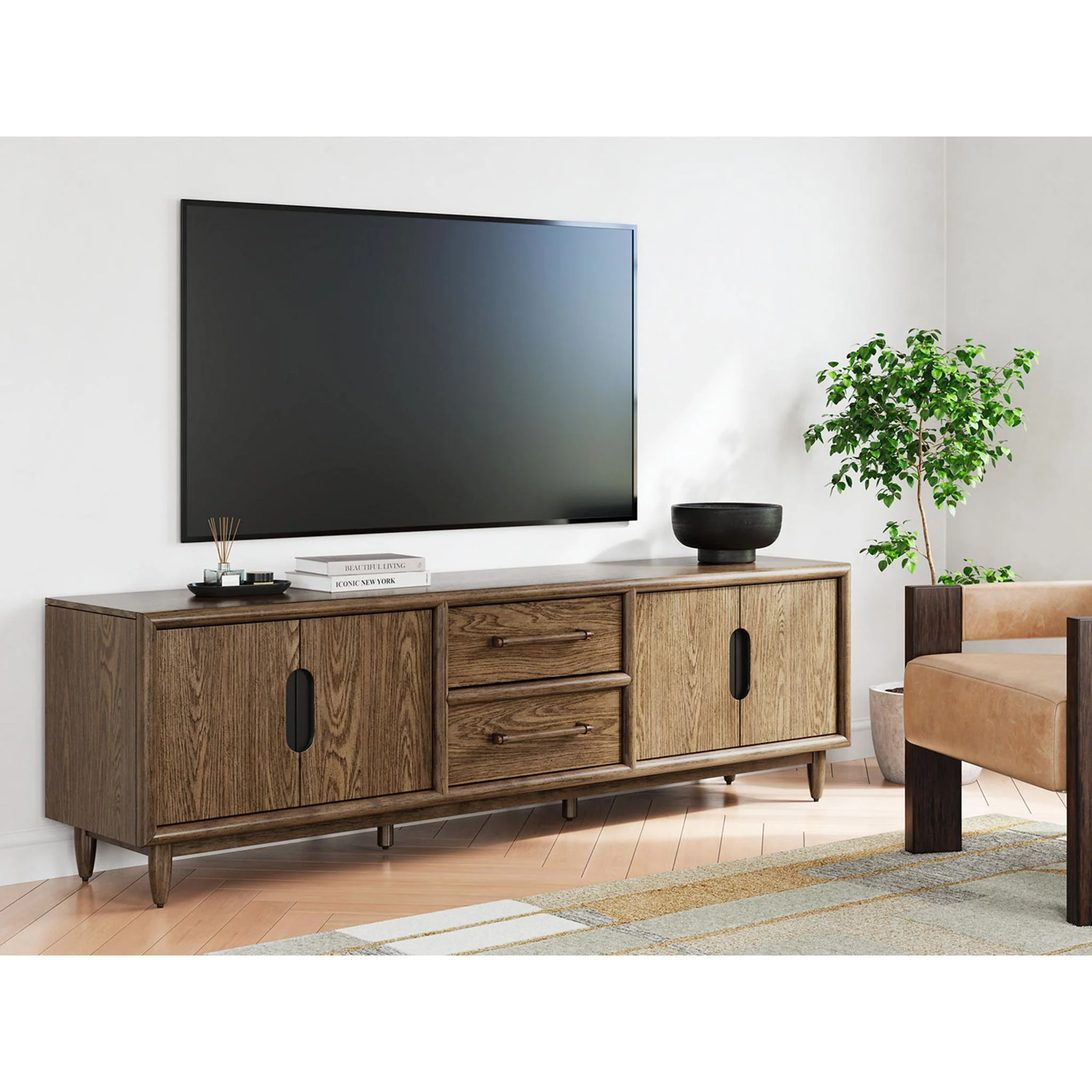 Roanhowe TV Stand - Brown - Image 2