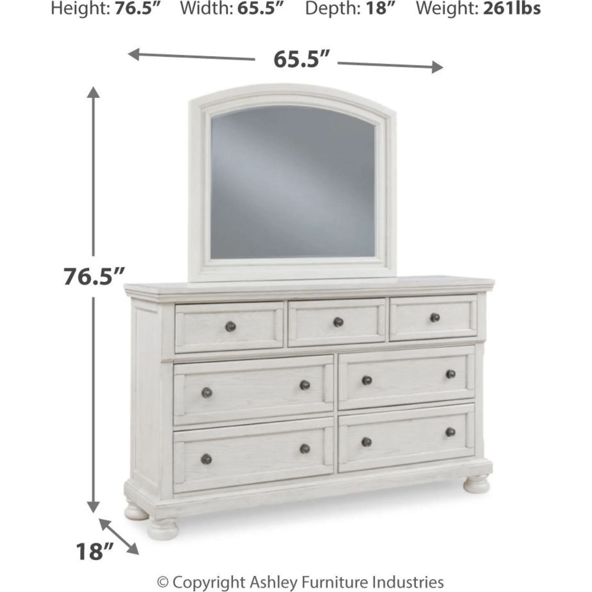 Robbinsdale Dresser and Mirror - Antique White - Image 11