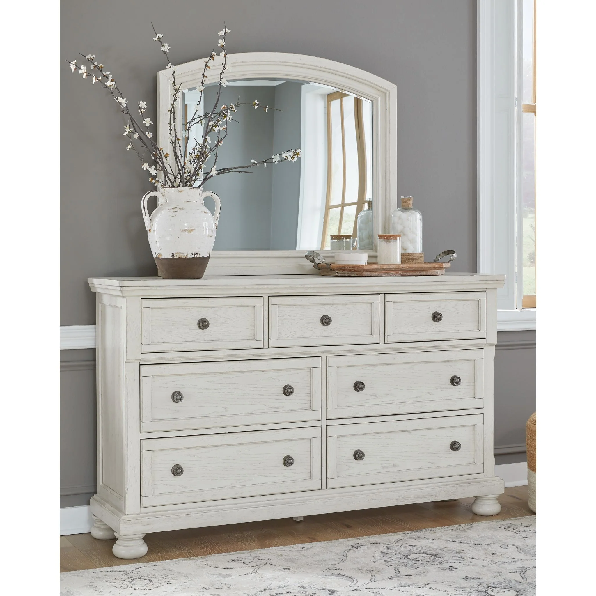 Robbinsdale Dresser and Mirror - Antique White - Image 6