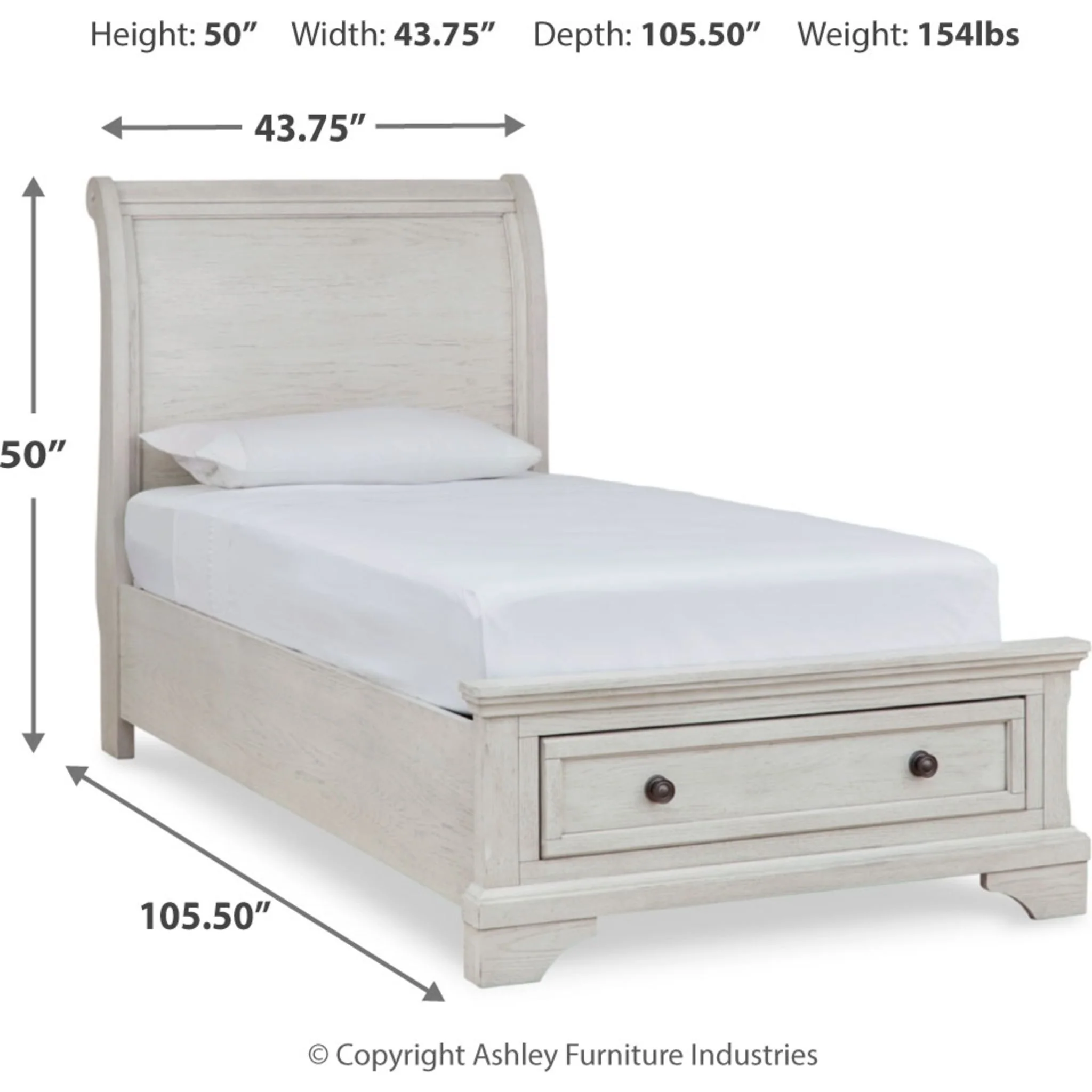 Robbinsdale Sleigh Storage Bed - Antique White - Image 6