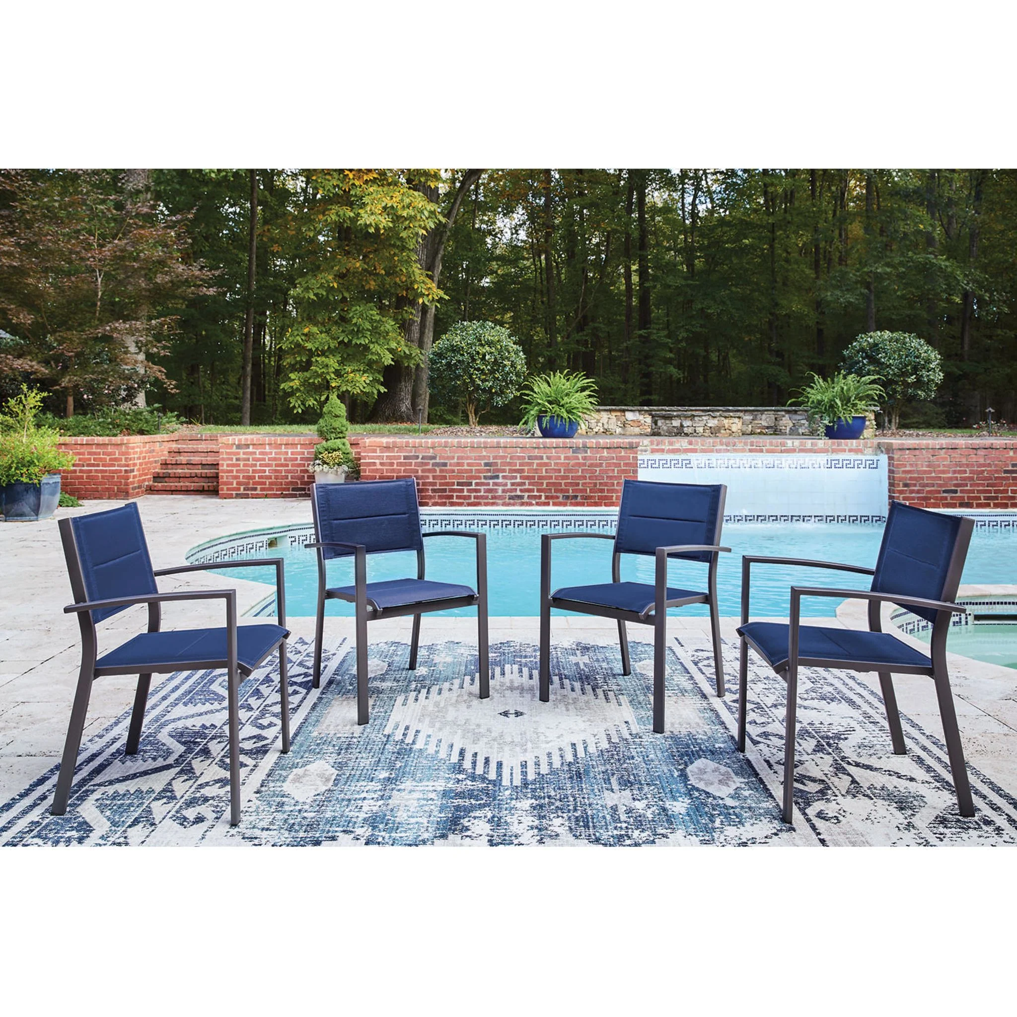 Rocky Creek Outdoor Sling Arm Chair (Set of 4) - Blue/Gray - Image 2