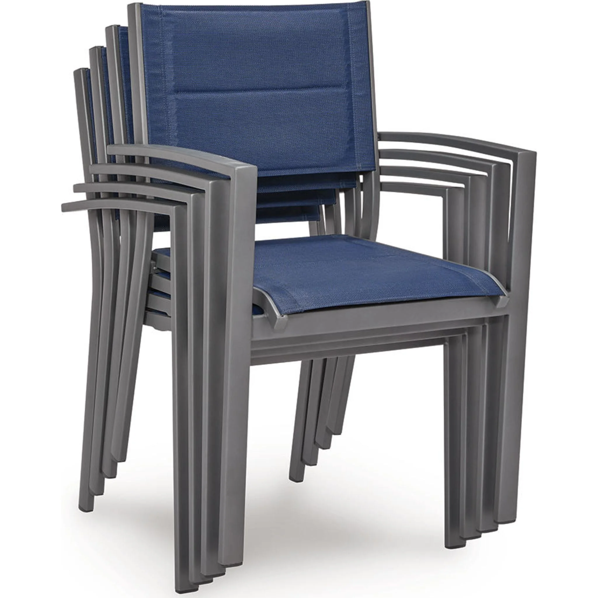 Rocky Creek Outdoor Sling Arm Chair (Set of 4) - Blue/Gray - Image 5
