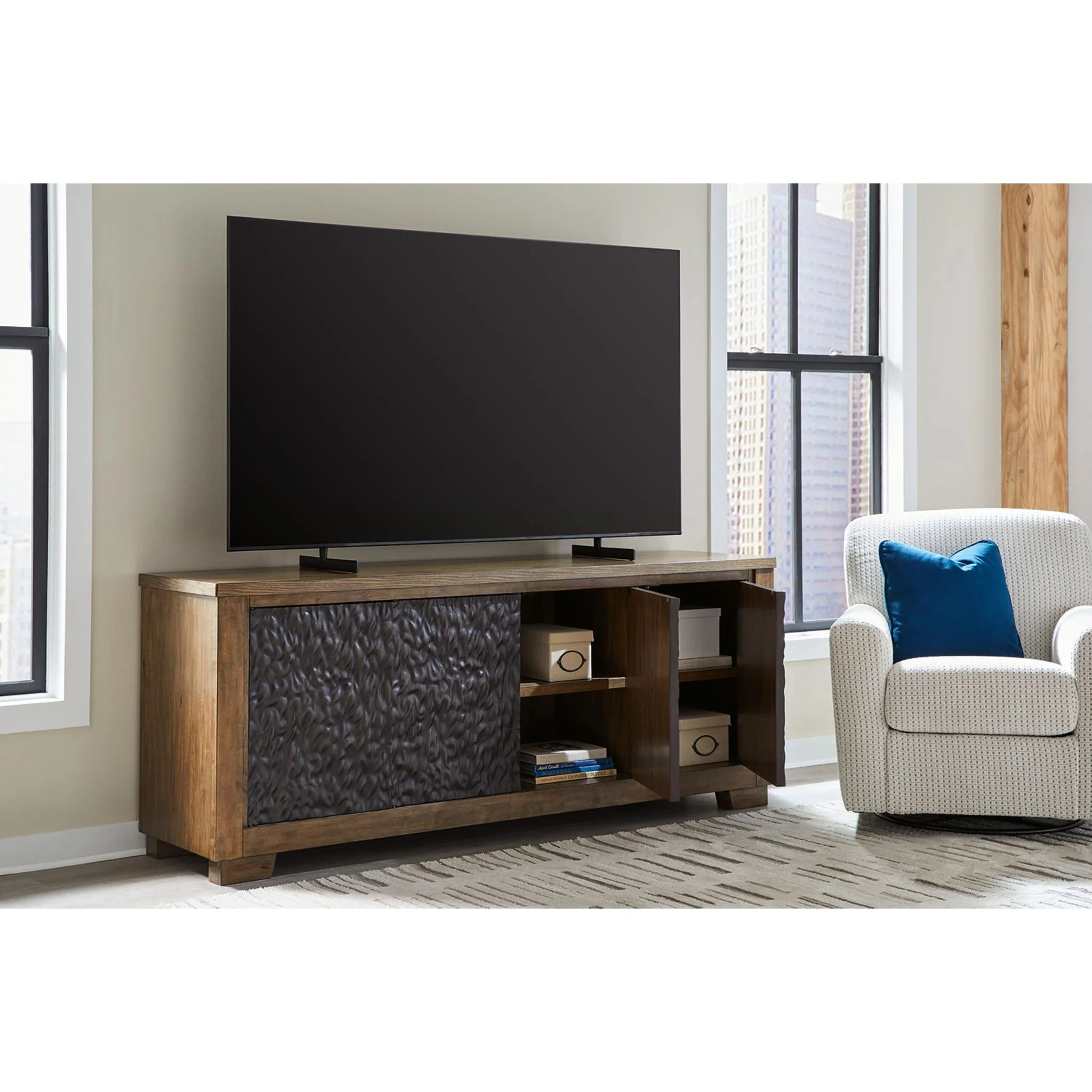 Rosswain TV Stand - Warm Brown - Image 8