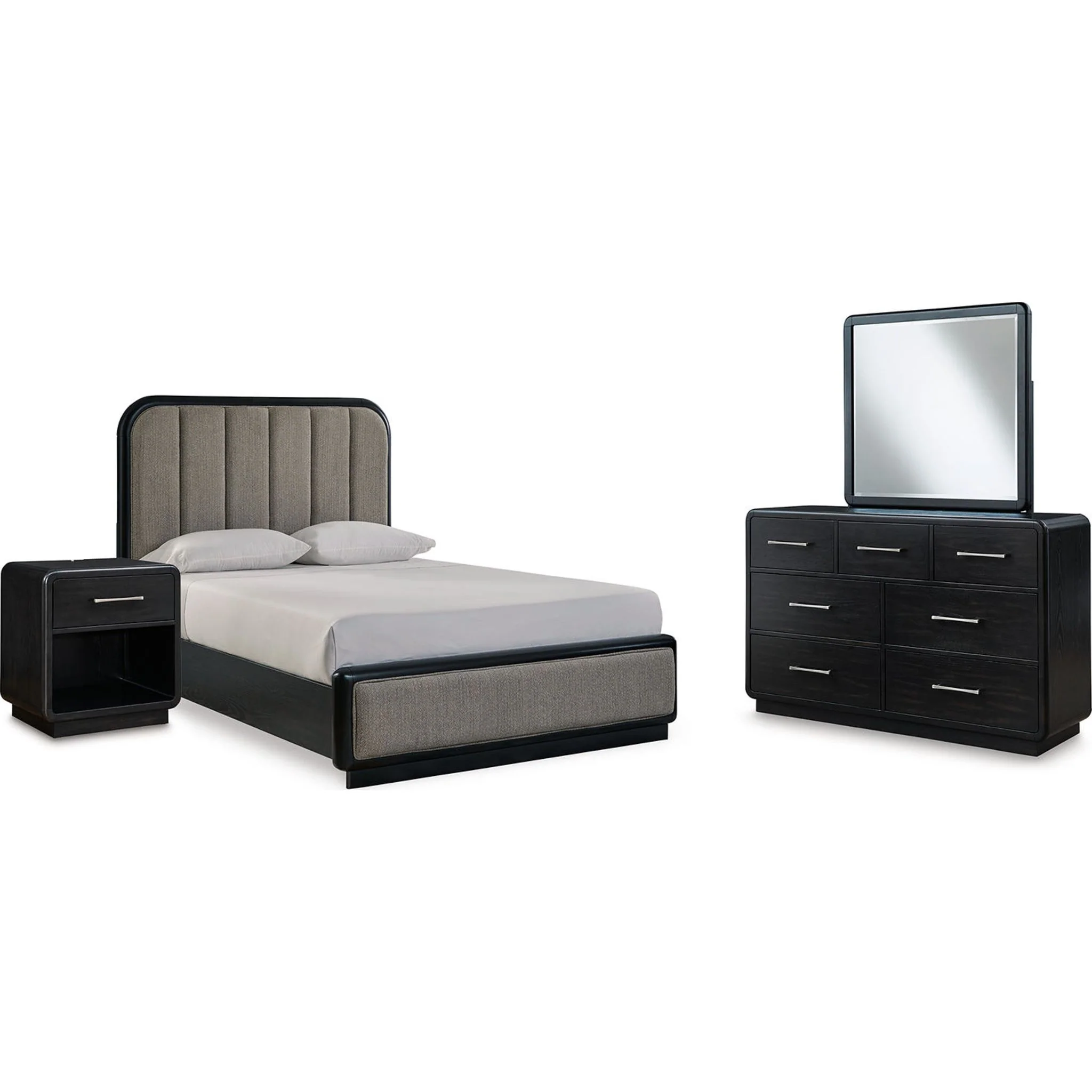 Rowanbeck 6 Piece Queen Panel Bedroom - Gray/Black