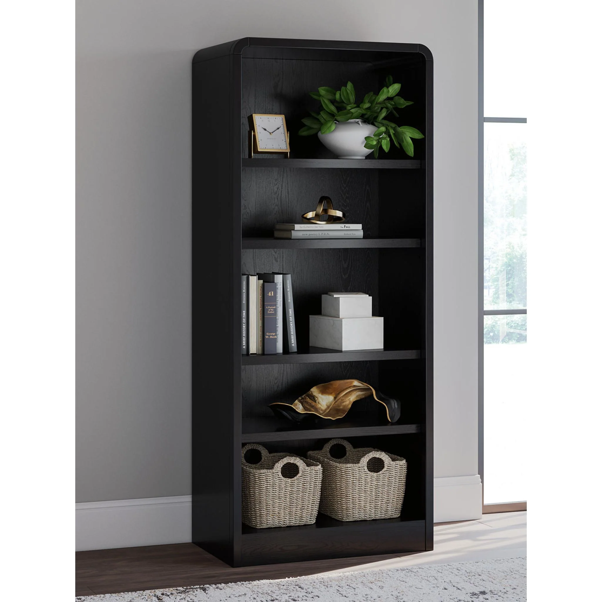 Rowanbeck Bookcase - Black - Image 2