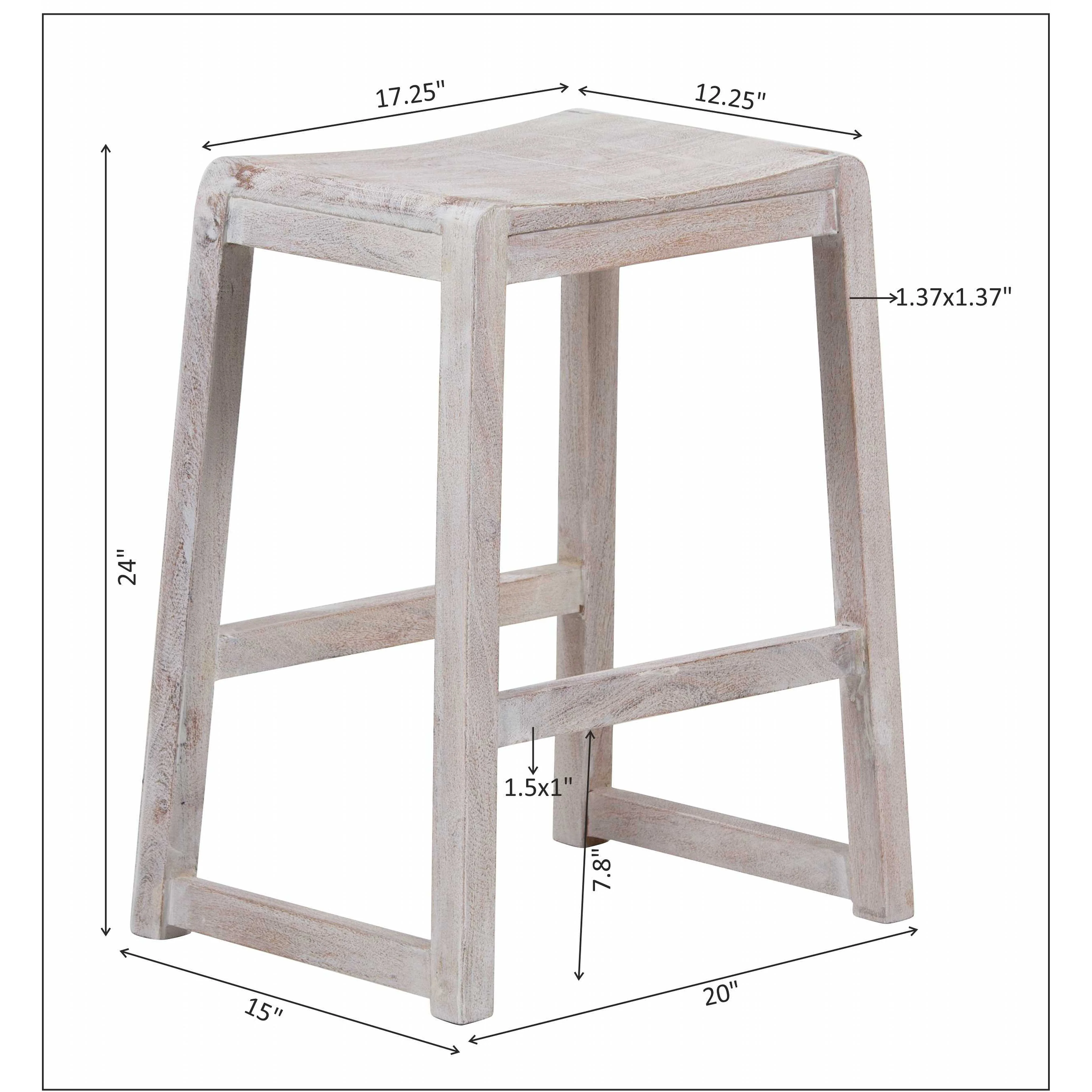 Rustic Counter Height Stool - White - (2003-010-SBW) - Image 2