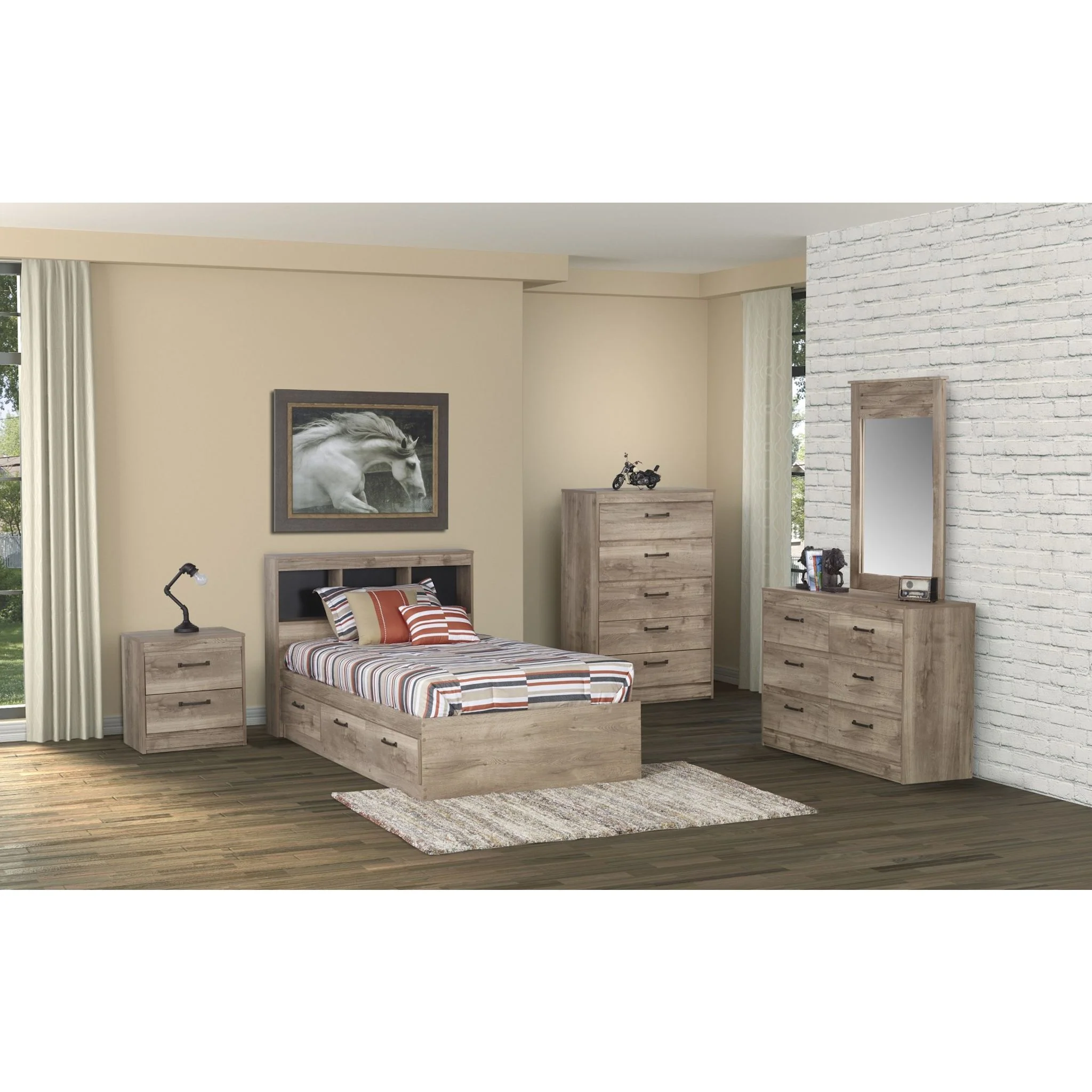 Sahara 6 Piece Storage Bedroom - Natural - Image 2
