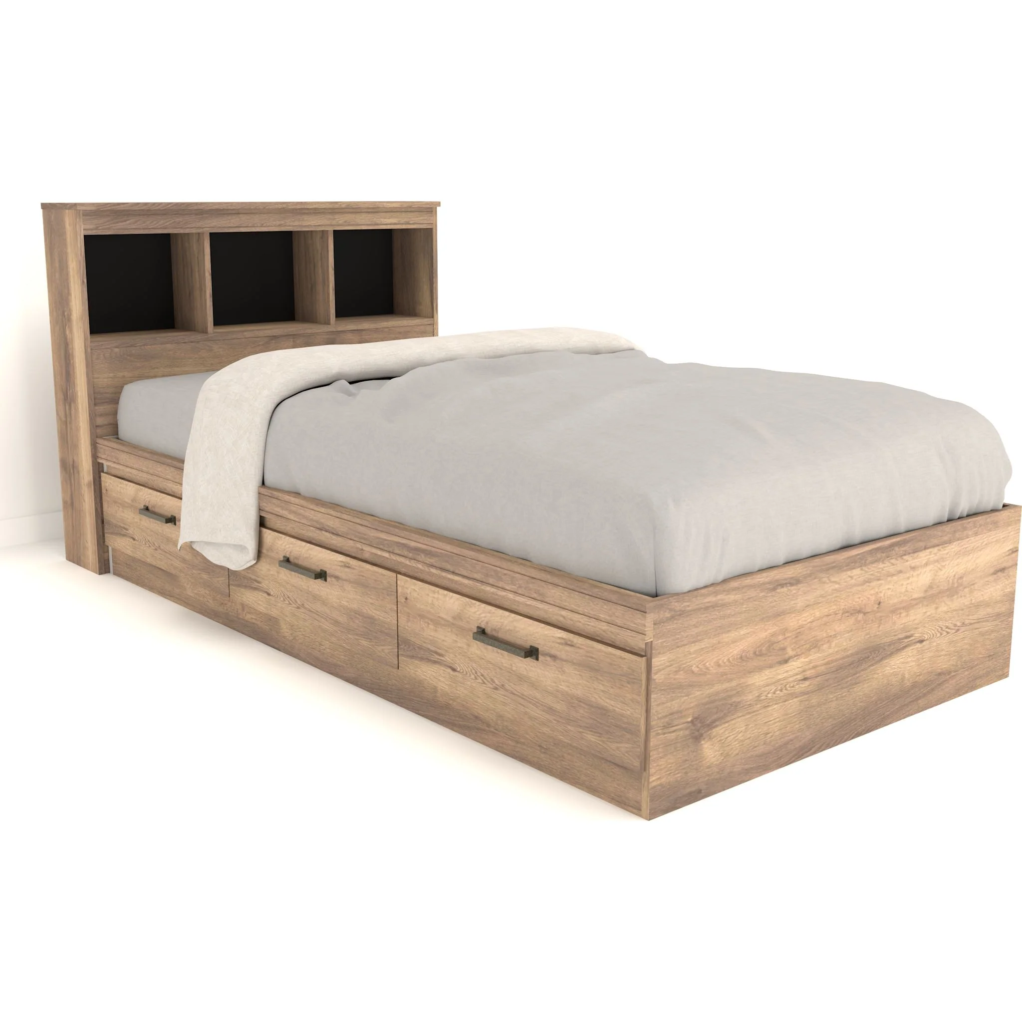 Sahara Bookcase Mates Bed - Natural