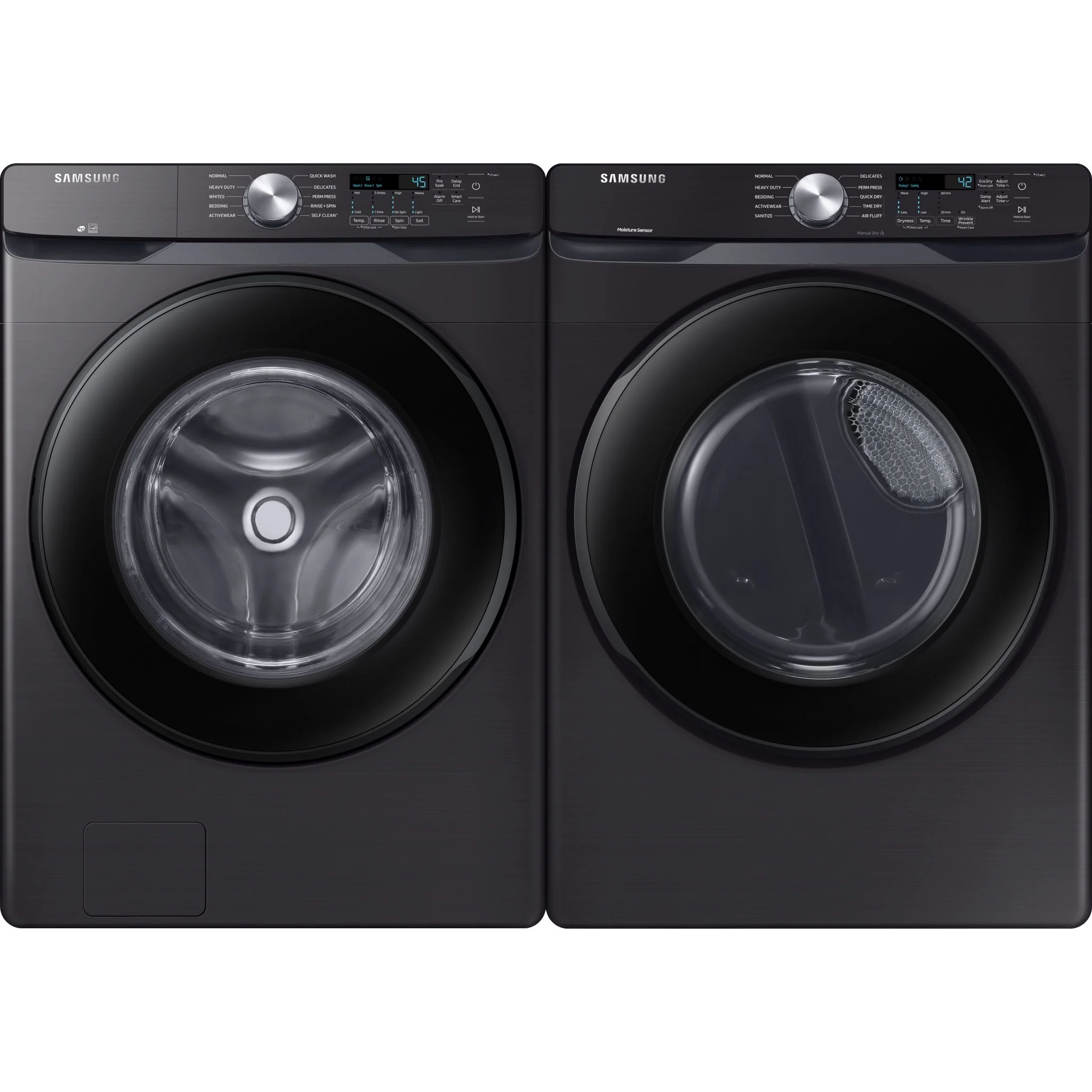Samsung Front Load Pair (WF45T6000AV-DVE45T6005V) - Black Stainless