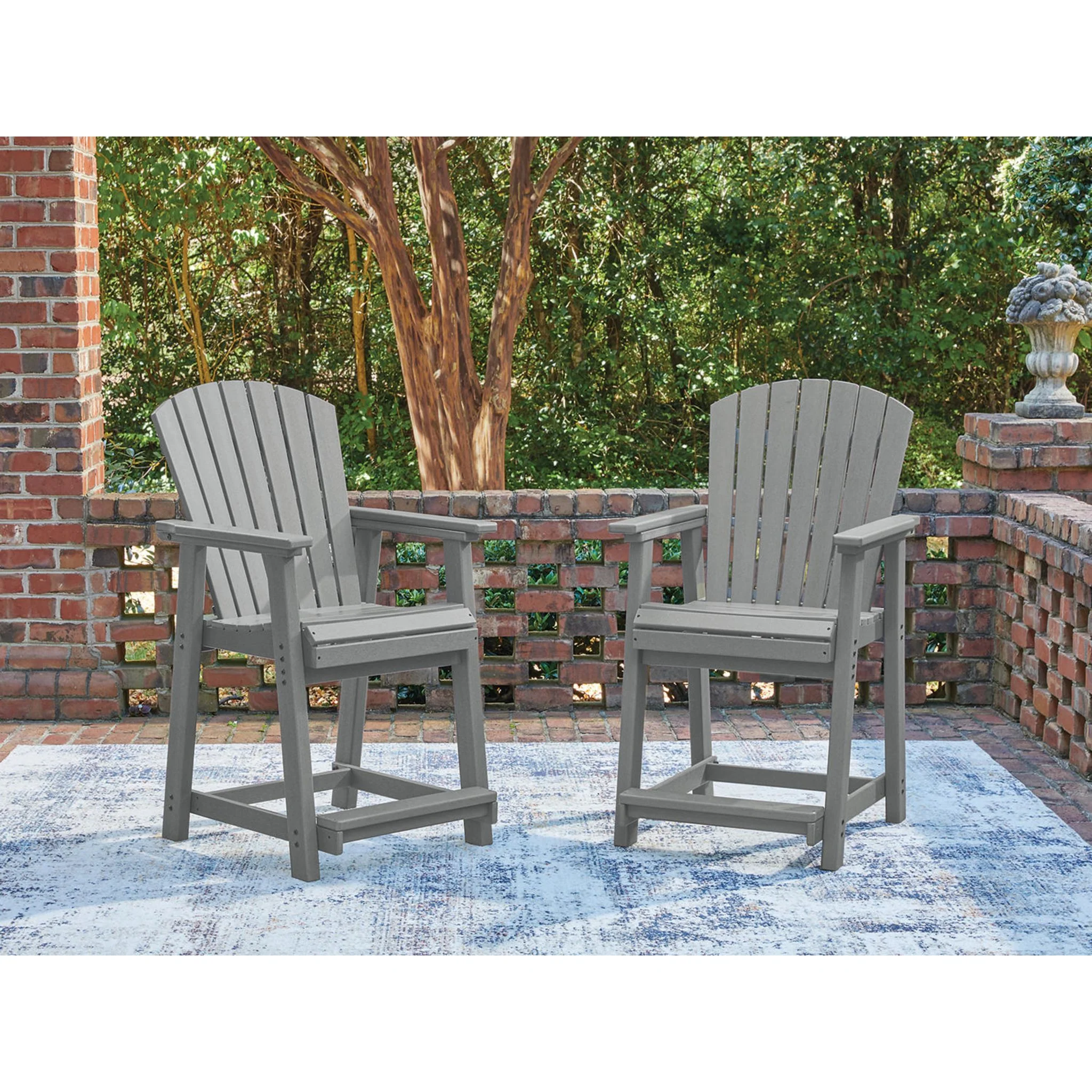 Sanctuary Beach Outdoor Counter Height Stool (set of 2) - Dark Gray - Image 2