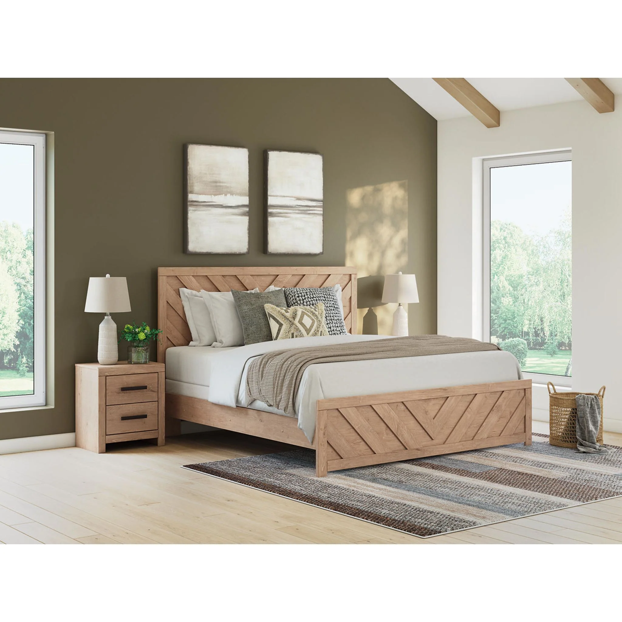 Sanginlane King Panel Bed - Tan - Image 11