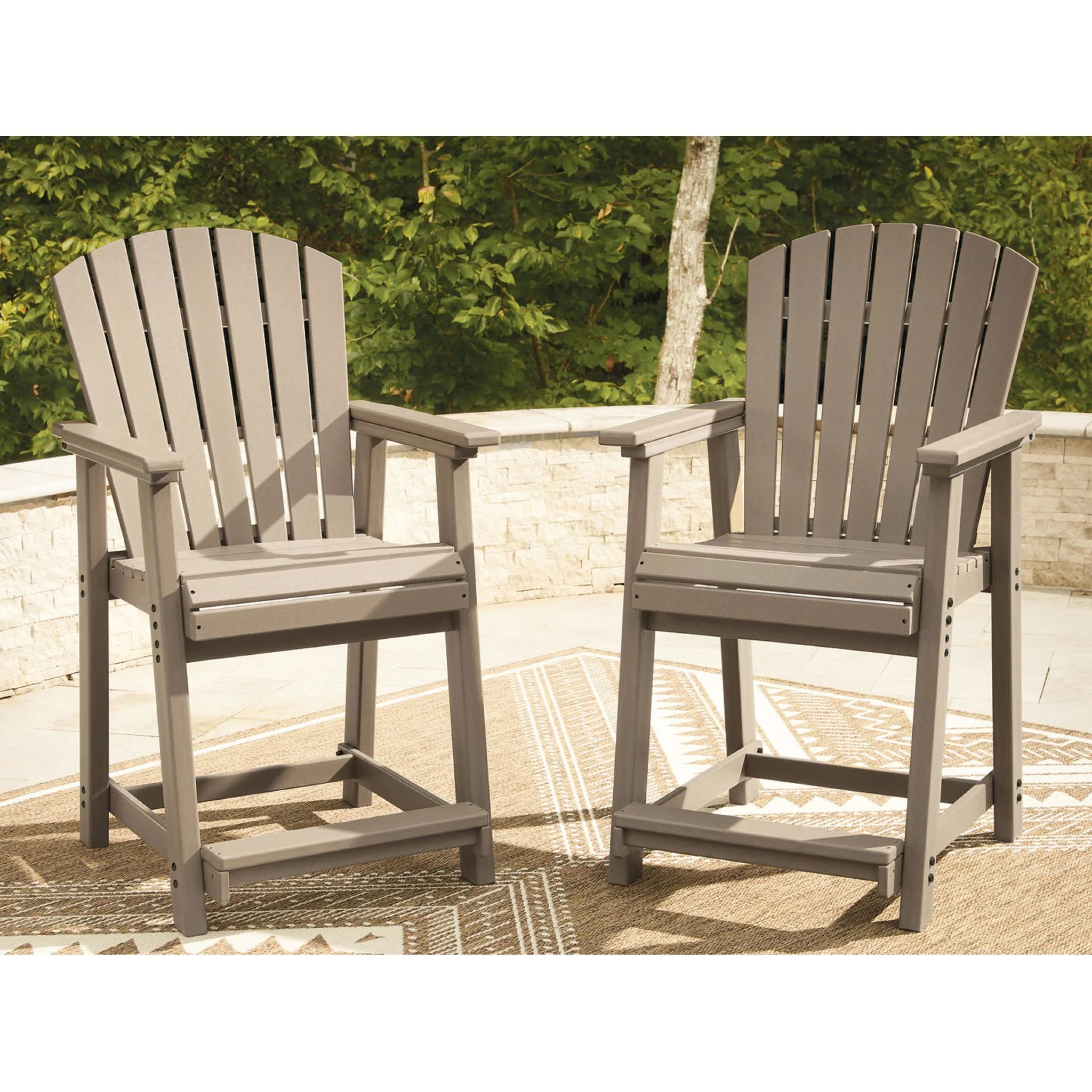 Seacliff Beach Outdoor Counter Height Stool (set of 2) - Medium Brown - Image 2