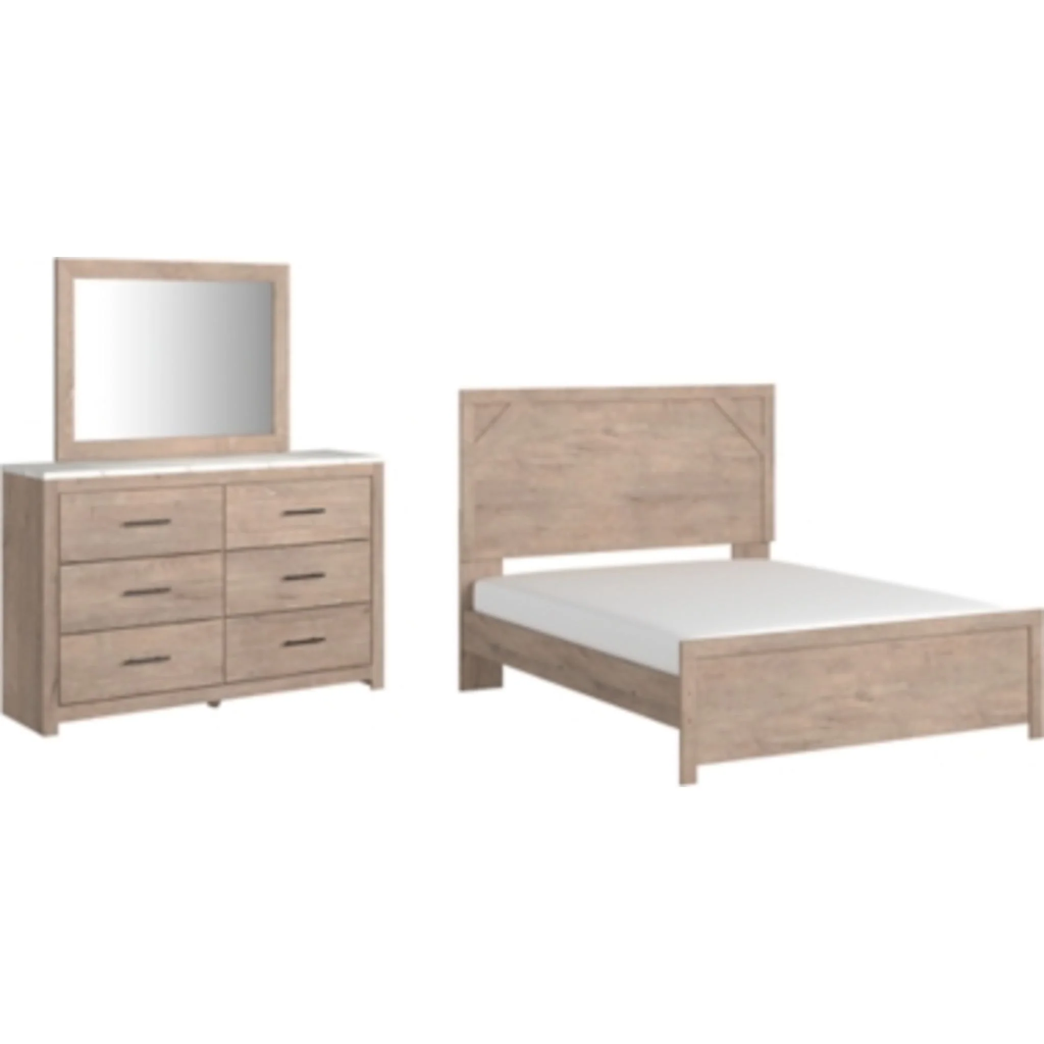 Senniberg 5 Piece Queen Panel Bedroom - Light Brown/White - Image 6