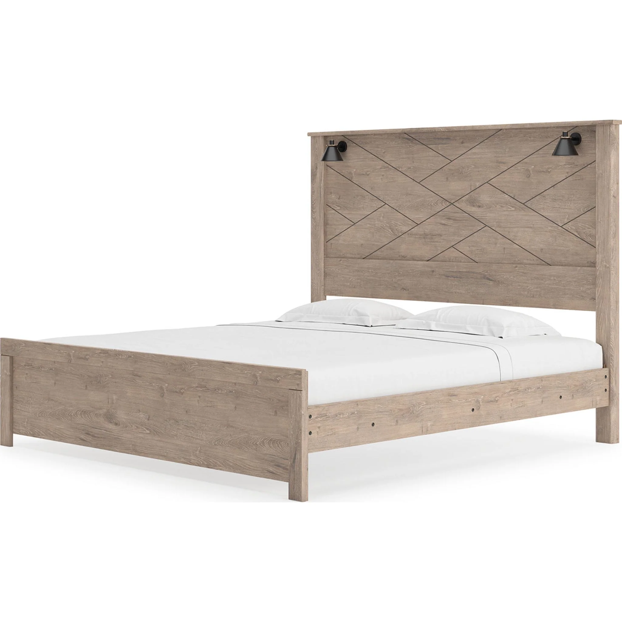 Senniberg 6 Piece King Panel Bedroom - Light Brown/White - Image 5