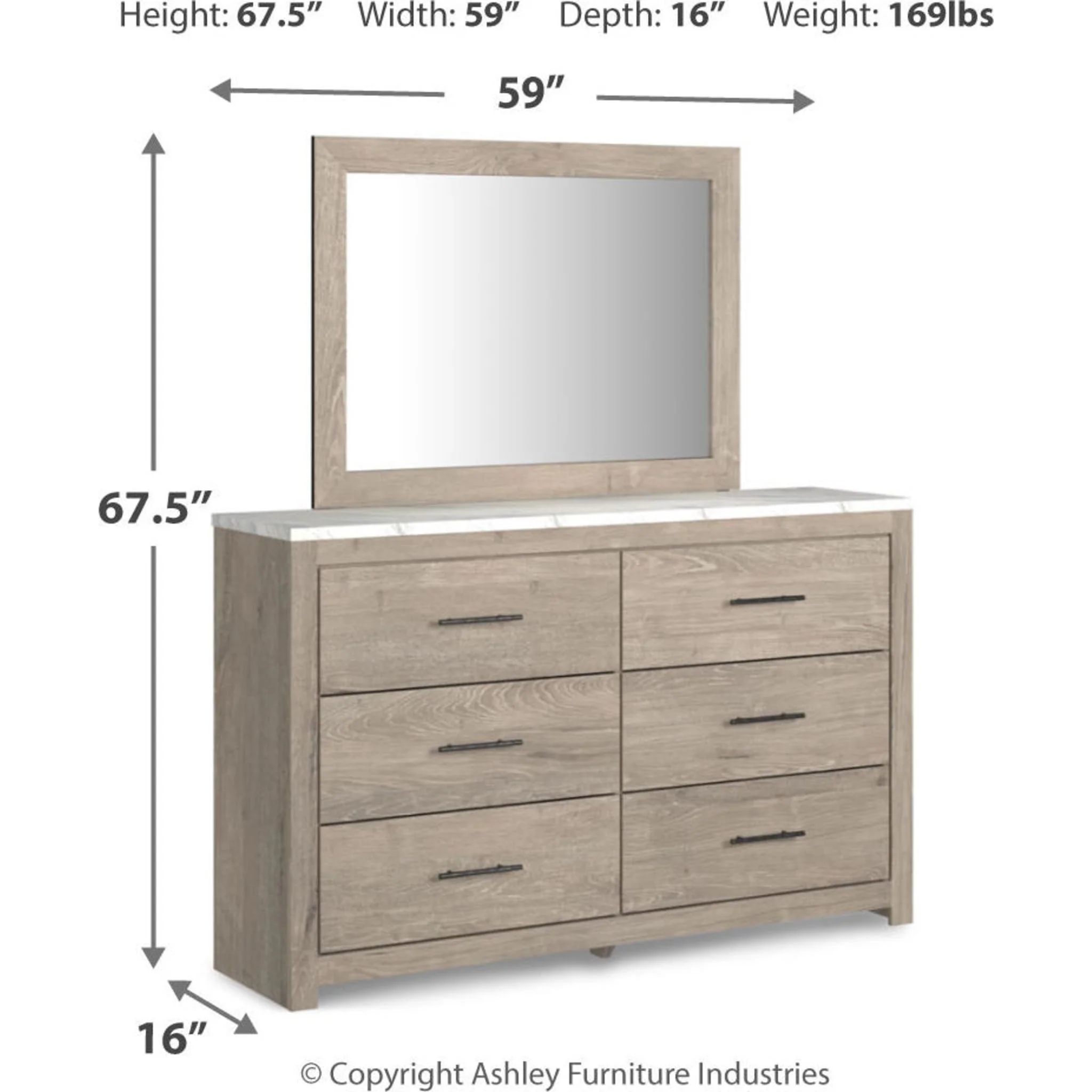 Senniberg Dresser and Mirror - Light Brown/White - Image 15