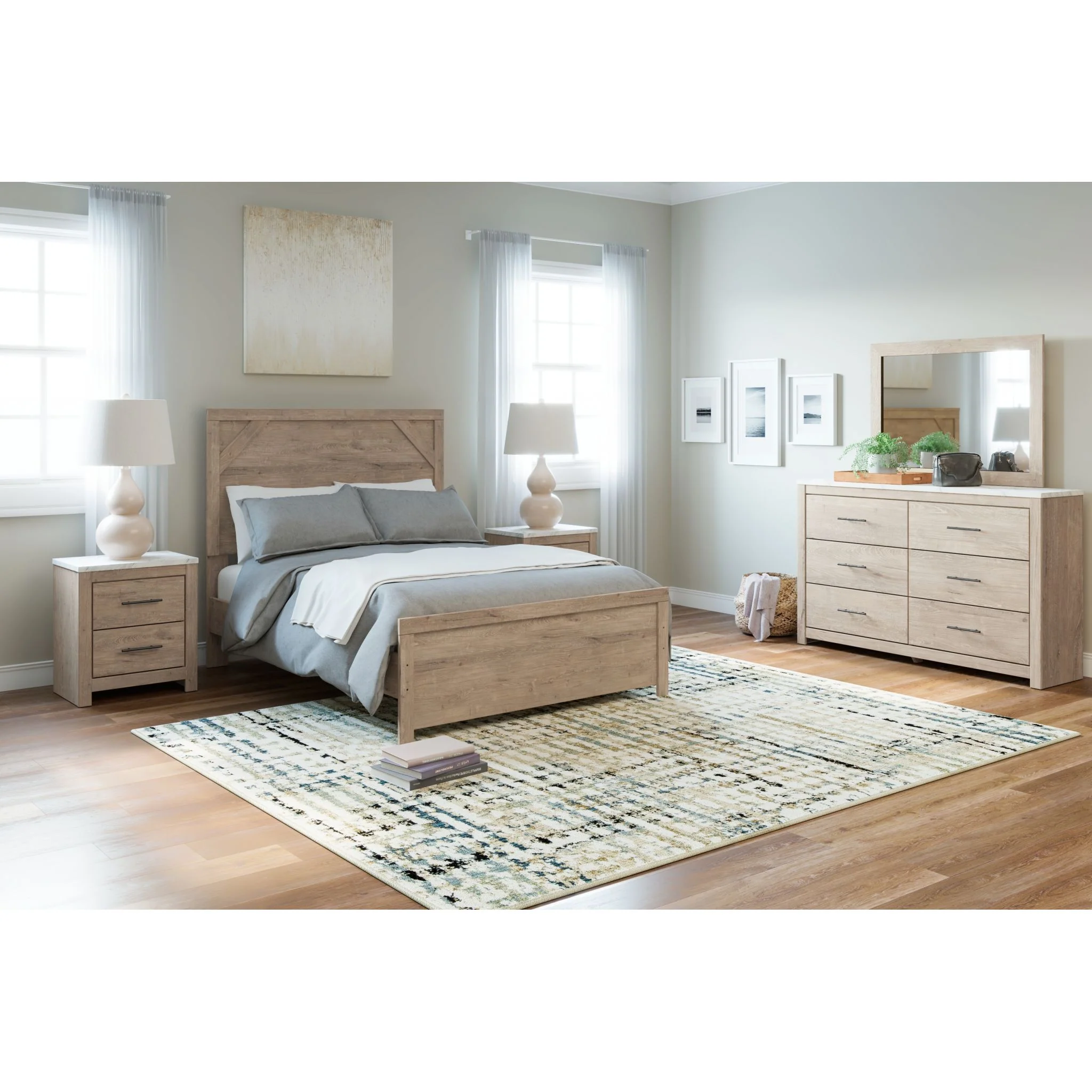 Senniberg Dresser and Mirror - Light Brown/White - Image 5